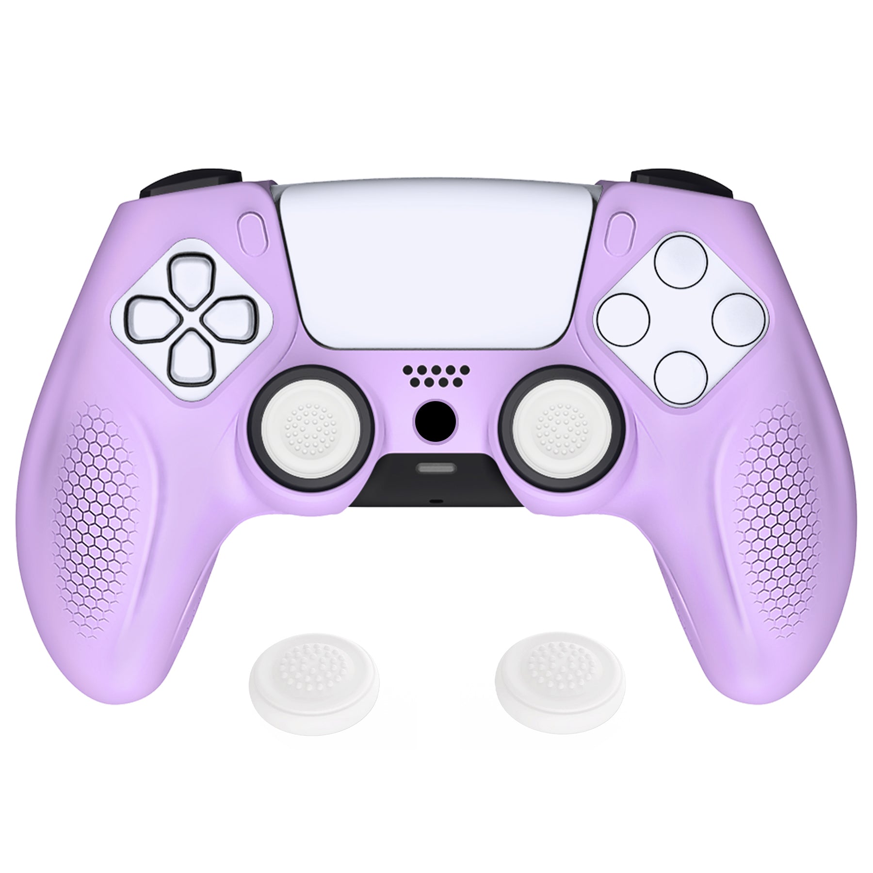 PlayVital Ninja Edition Anti-Slip Silicone Cover Skin with Thumb Grips for PS5 Wireless Controller, Compatible with Charging Station - Mauve Purple PlayVital