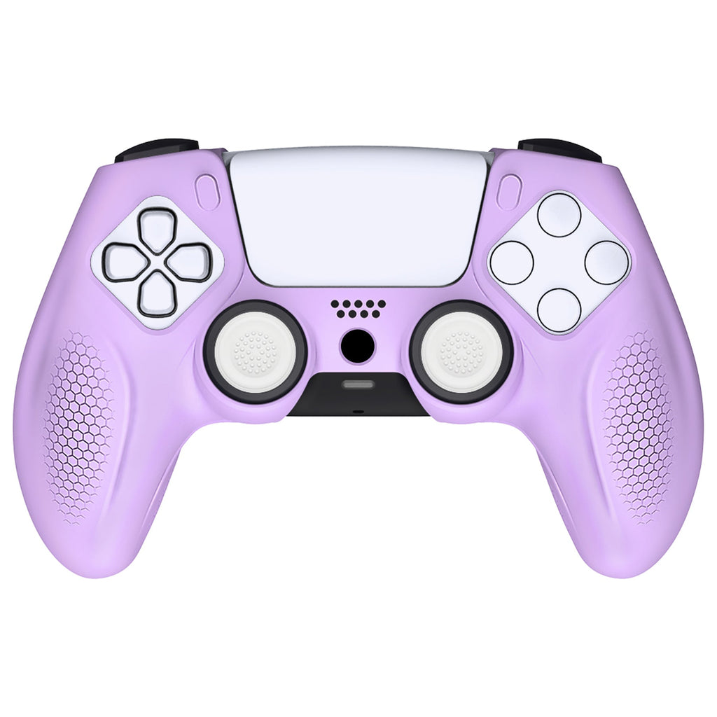 PlayVital Ninja Edition Anti-Slip Silicone Cover Skin with Thumb Grips for PS5 Wireless Controller, Compatible with Charging Station - Mauve Purple PlayVital