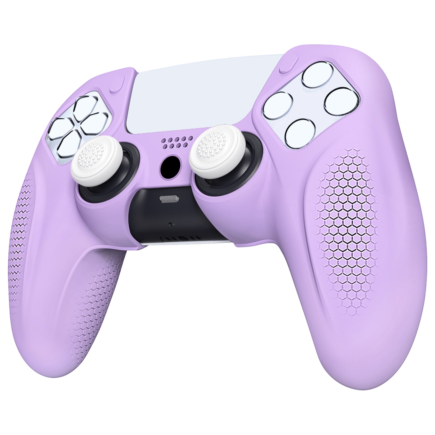 PlayVital Ninja Edition Anti-Slip Silicone Cover Skin with Thumb Grips for PS5 Wireless Controller, Compatible with Charging Station - Mauve Purple PlayVital