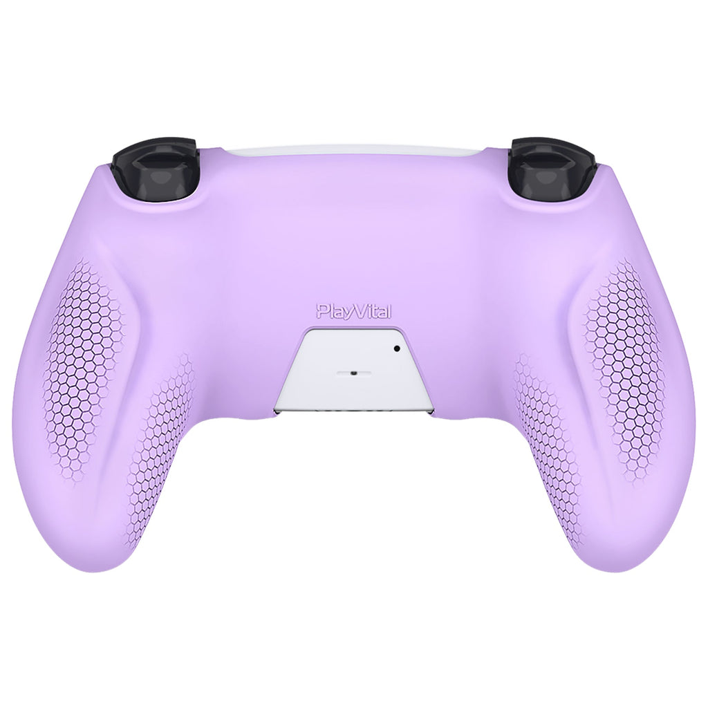 PlayVital Ninja Edition Anti-Slip Silicone Cover Skin with Thumb Grips for PS5 Wireless Controller, Compatible with Charging Station - Mauve Purple PlayVital