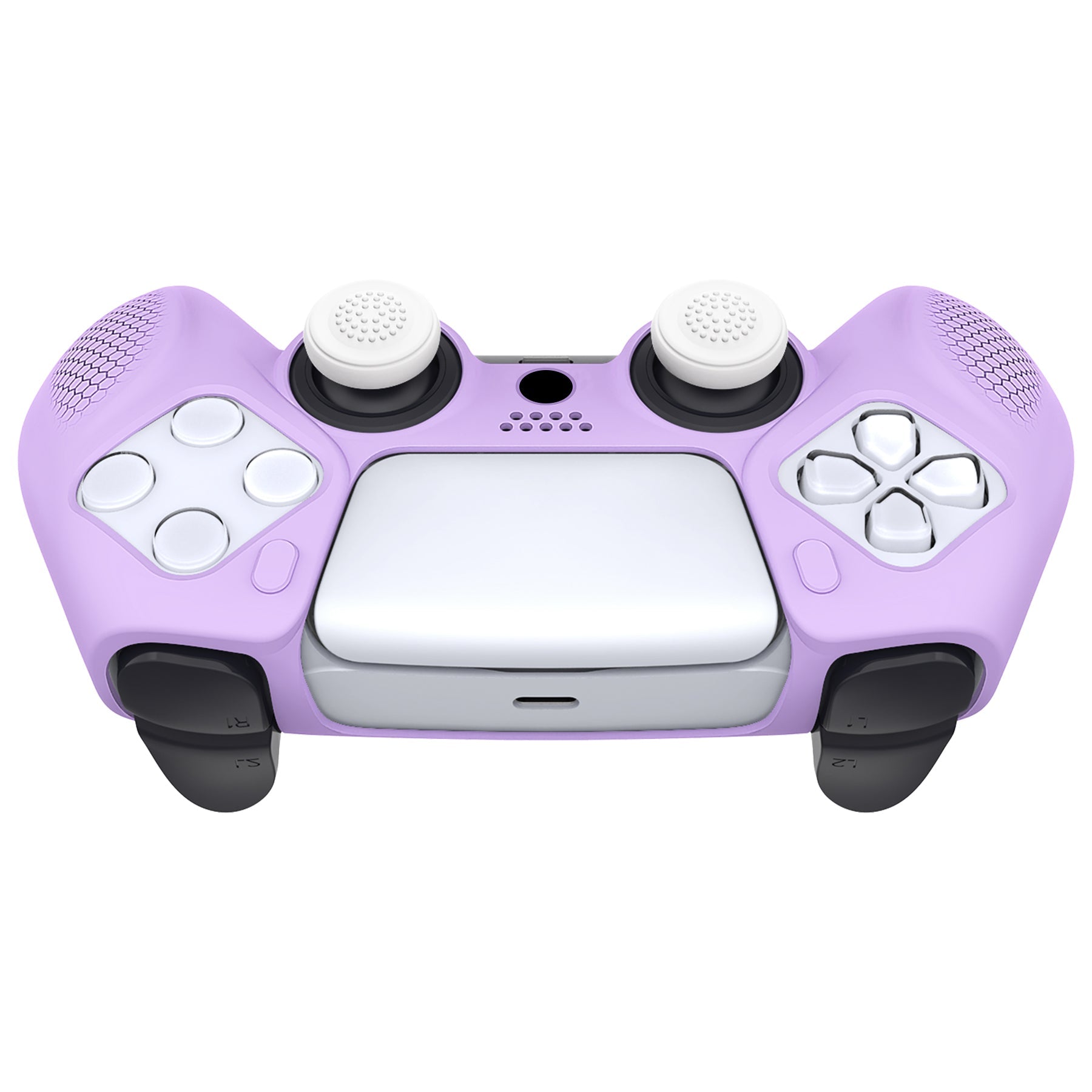 PlayVital Ninja Edition Anti-Slip Silicone Cover Skin with Thumb Grips for PS5 Wireless Controller, Compatible with Charging Station - Mauve Purple PlayVital