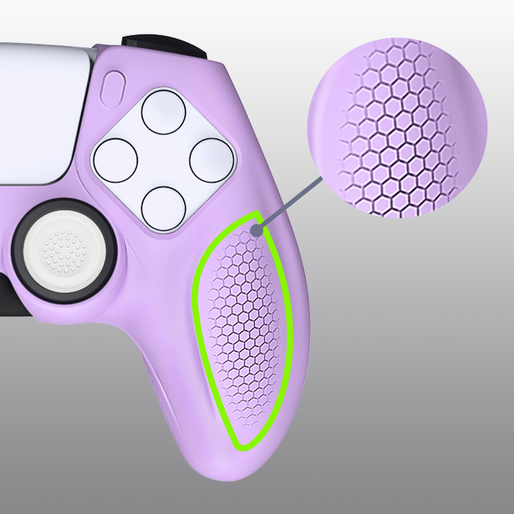 PlayVital Ninja Edition Anti-Slip Silicone Cover Skin with Thumb Grips for PS5 Wireless Controller, Compatible with Charging Station - Mauve Purple PlayVital