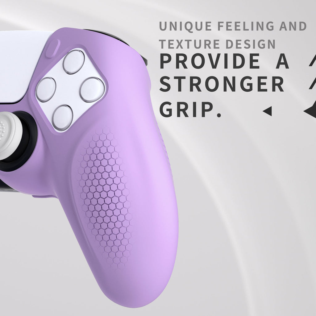 PlayVital Ninja Edition Anti-Slip Silicone Cover Skin with Thumb Grips for PS5 Wireless Controller, Compatible with Charging Station - Mauve Purple PlayVital