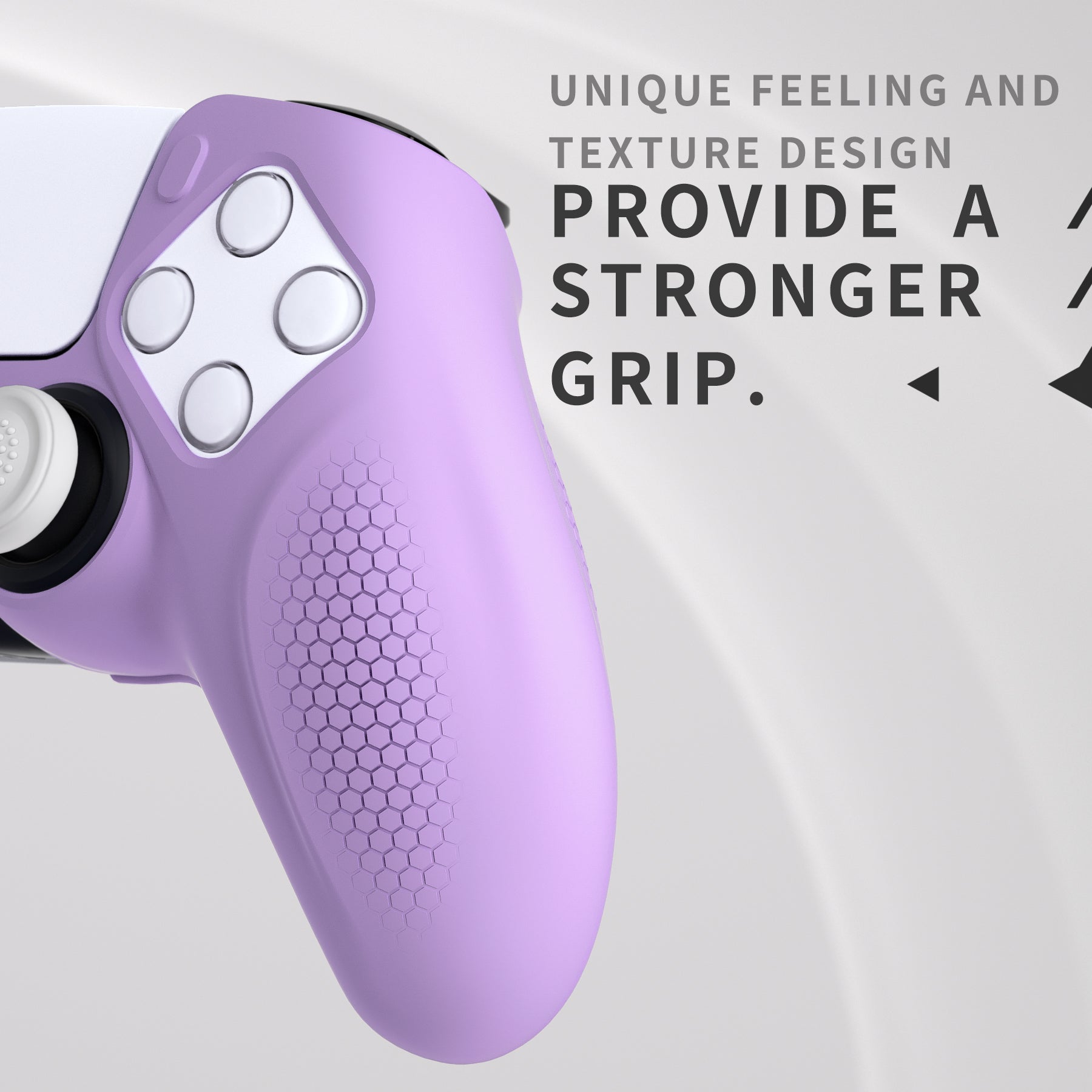PlayVital Ninja Edition Anti-Slip Silicone Cover Skin with Thumb Grips for PS5 Wireless Controller, Compatible with Charging Station - Mauve Purple PlayVital