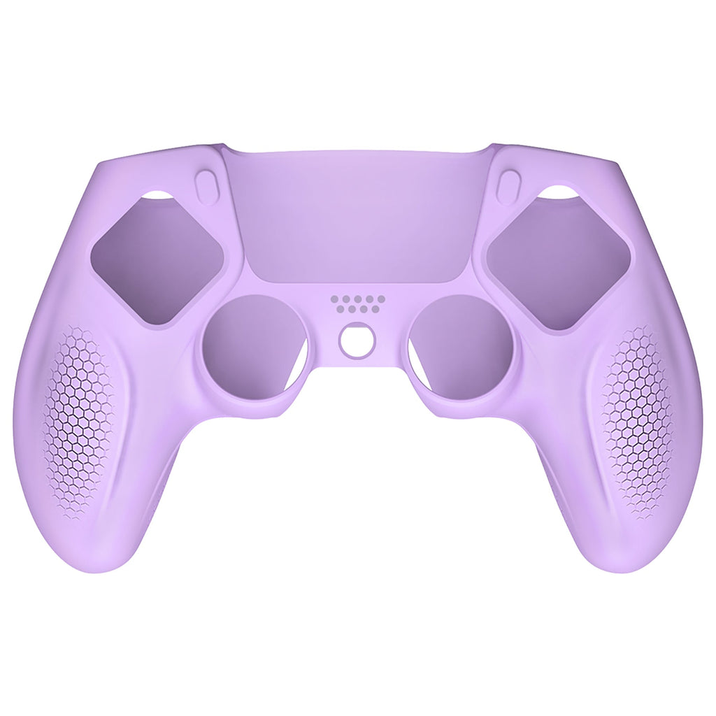 PlayVital Ninja Edition Anti-Slip Silicone Cover Skin with Thumb Grips for PS5 Wireless Controller, Compatible with Charging Station - Mauve Purple PlayVital