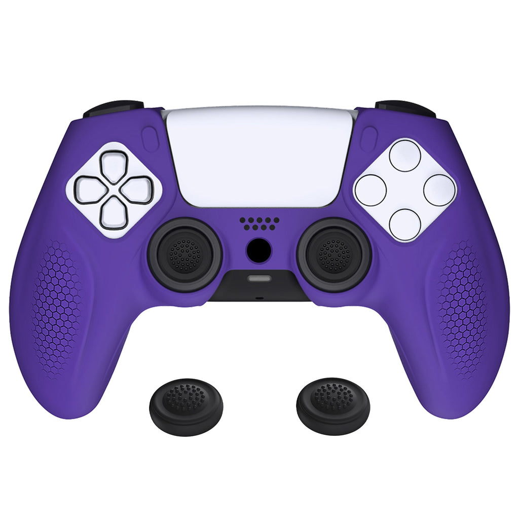 PlayVital Ninja Edition Anti-Slip Silicone Cover Skin with Thumb Grips for PS5 Wireless Controller, Compatible with Charging Station - Purple PlayVital