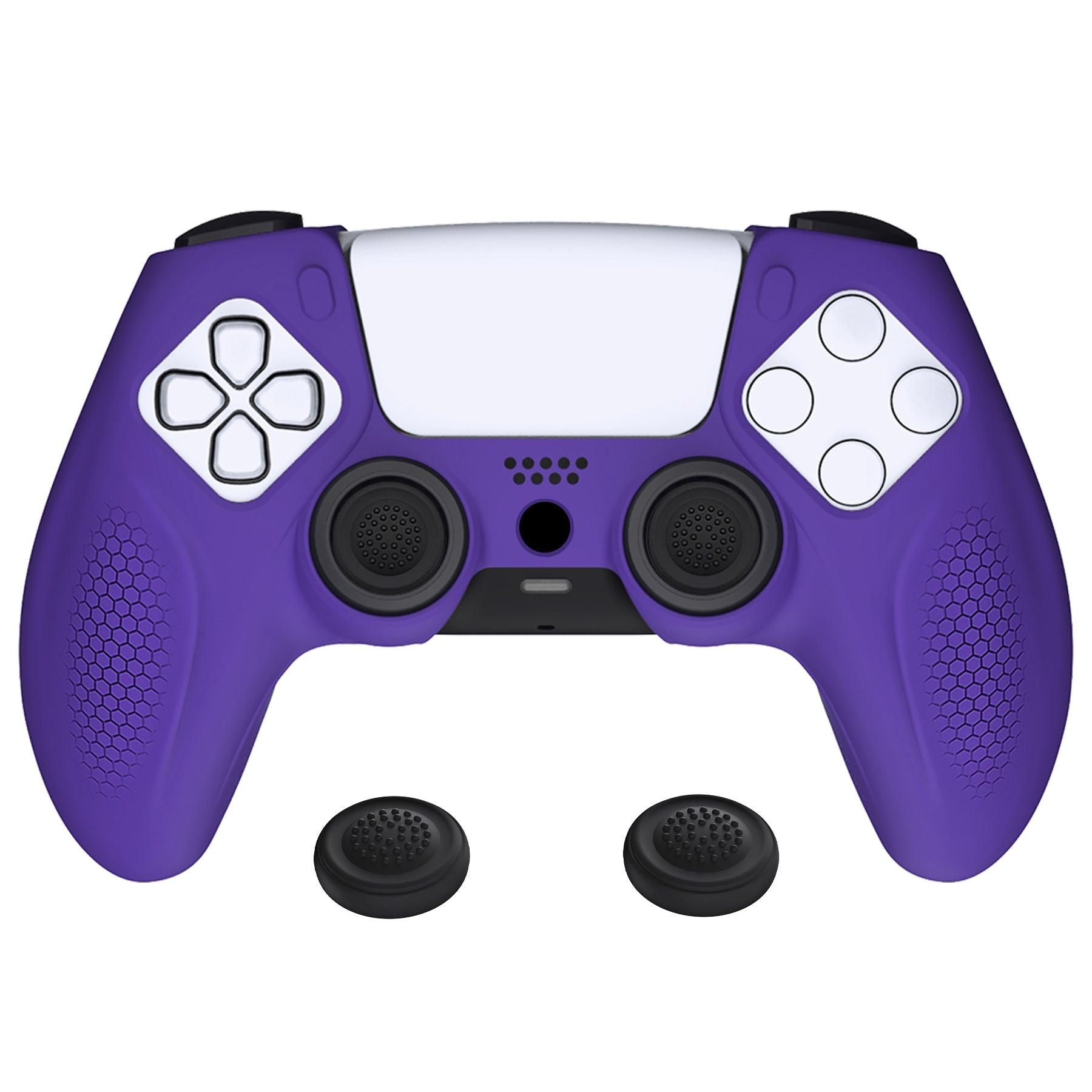 PlayVital Ninja Edition Anti-Slip Silicone Cover Skin with Thumb Grips for PS5 Wireless Controller, Compatible with Charging Station - Purple PlayVital