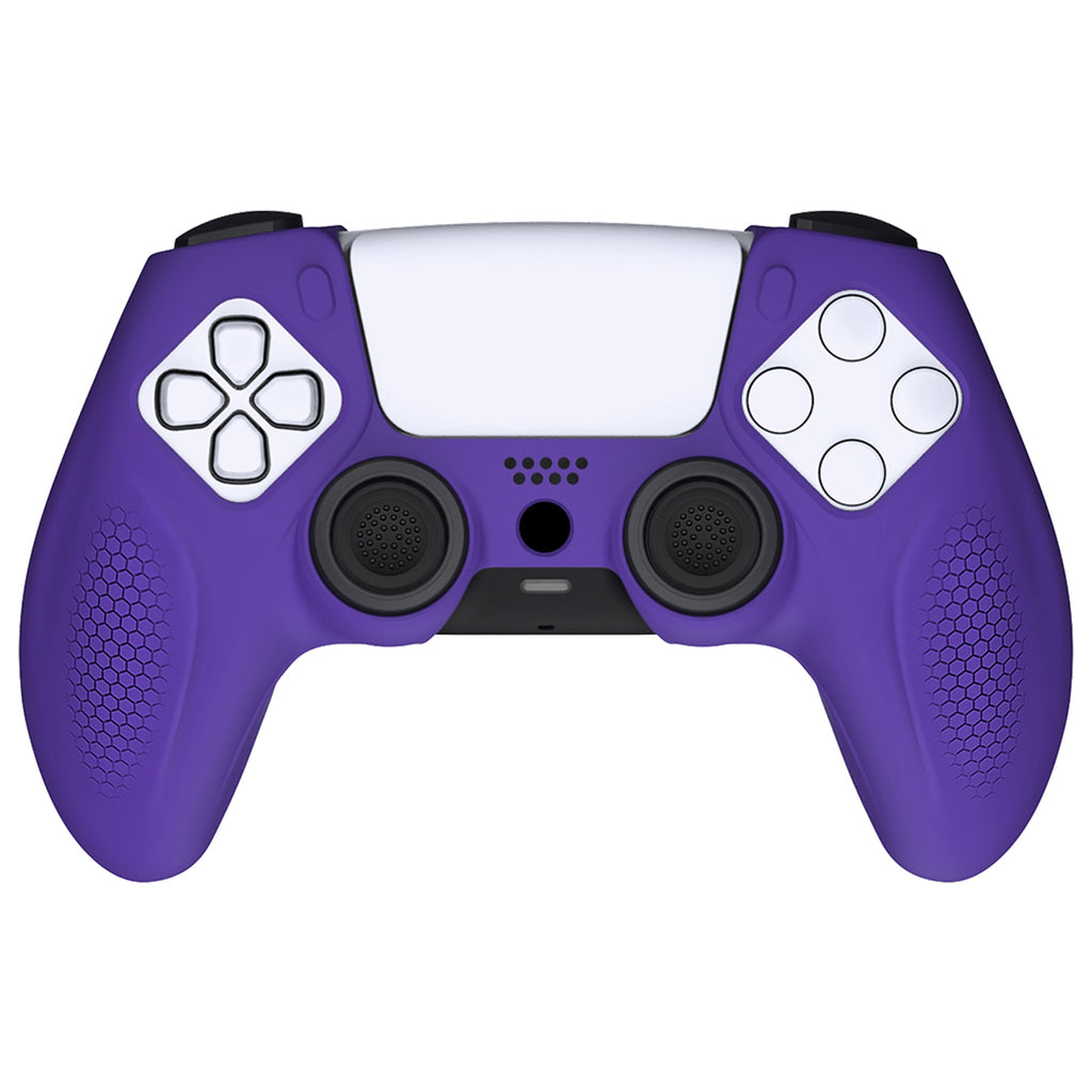 PlayVital Ninja Edition Anti-Slip Silicone Cover Skin with Thumb Grips for PS5 Wireless Controller, Compatible with Charging Station - Purple PlayVital