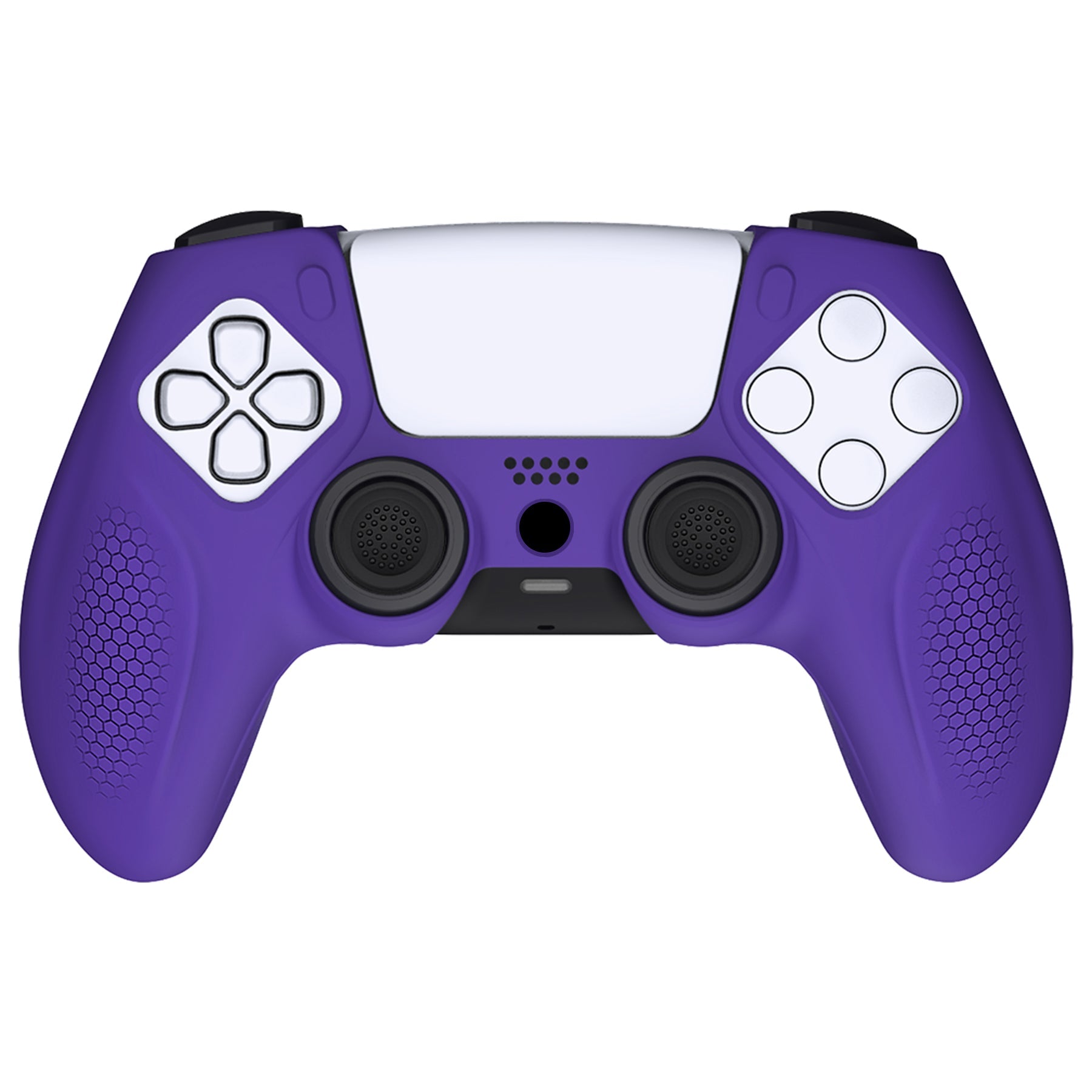PlayVital Ninja Edition Anti-Slip Silicone Cover Skin with Thumb Grips for PS5 Wireless Controller, Compatible with Charging Station - Purple PlayVital