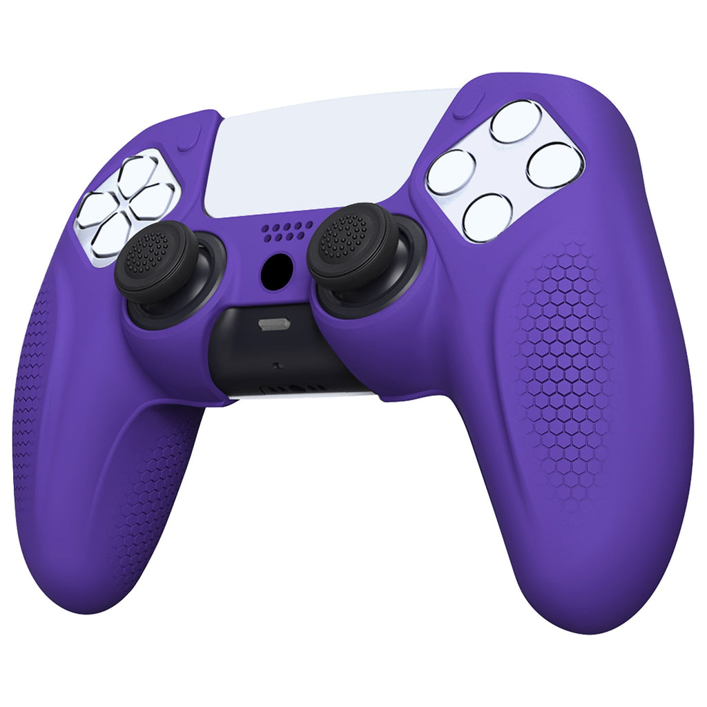 PlayVital Ninja Edition Anti-Slip Silicone Cover Skin with Thumb Grips for PS5 Wireless Controller, Compatible with Charging Station - Purple PlayVital