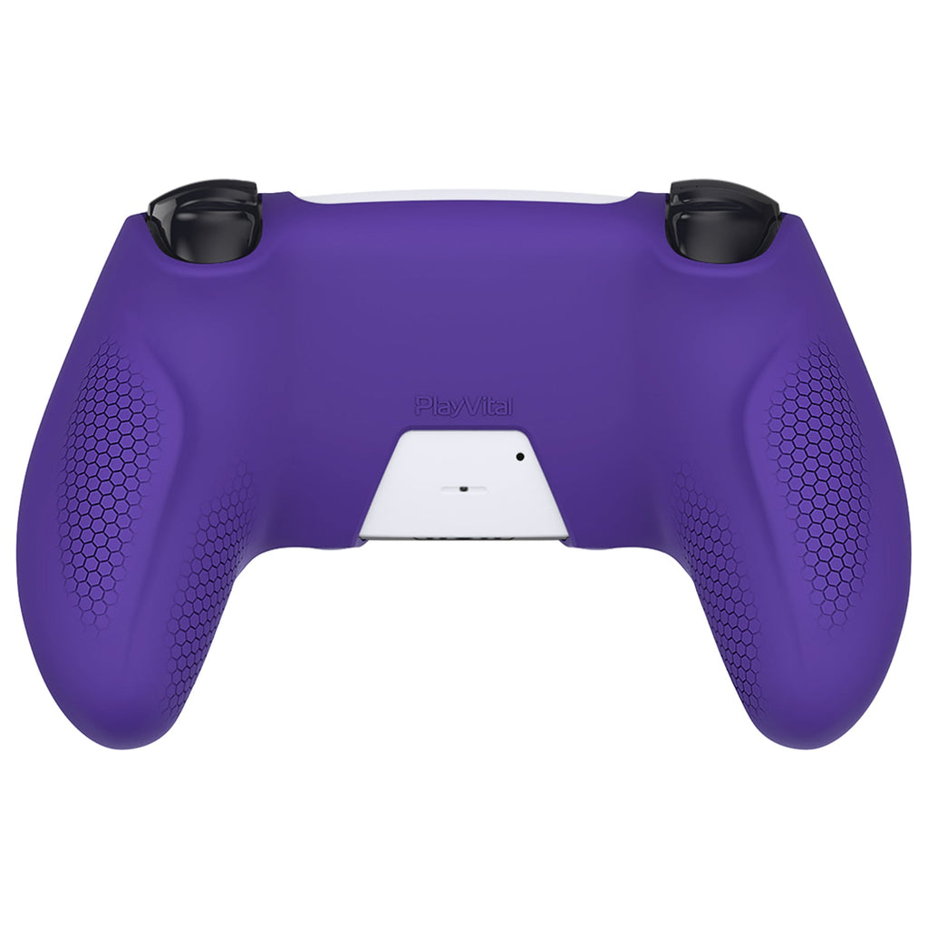 PlayVital Ninja Edition Anti-Slip Silicone Cover Skin with Thumb Grips for PS5 Wireless Controller, Compatible with Charging Station - Purple PlayVital