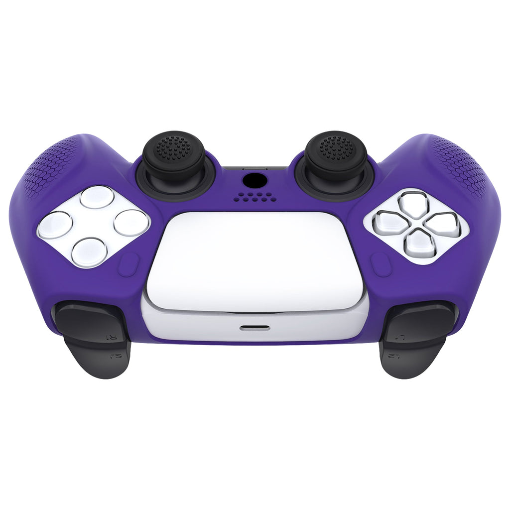 PlayVital Ninja Edition Anti-Slip Silicone Cover Skin with Thumb Grips for PS5 Wireless Controller, Compatible with Charging Station - Purple PlayVital