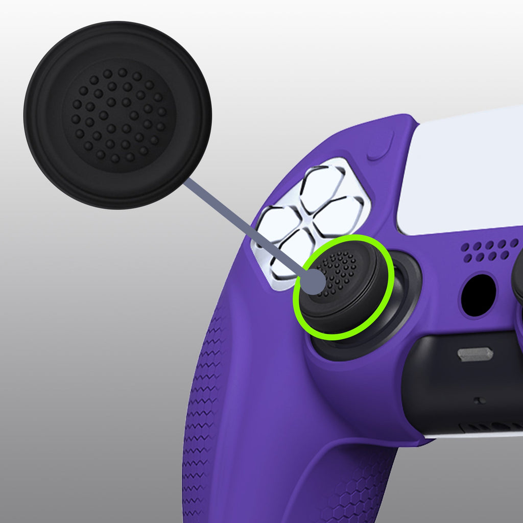 PlayVital Ninja Edition Anti-Slip Silicone Cover Skin with Thumb Grips for PS5 Wireless Controller, Compatible with Charging Station - Purple PlayVital