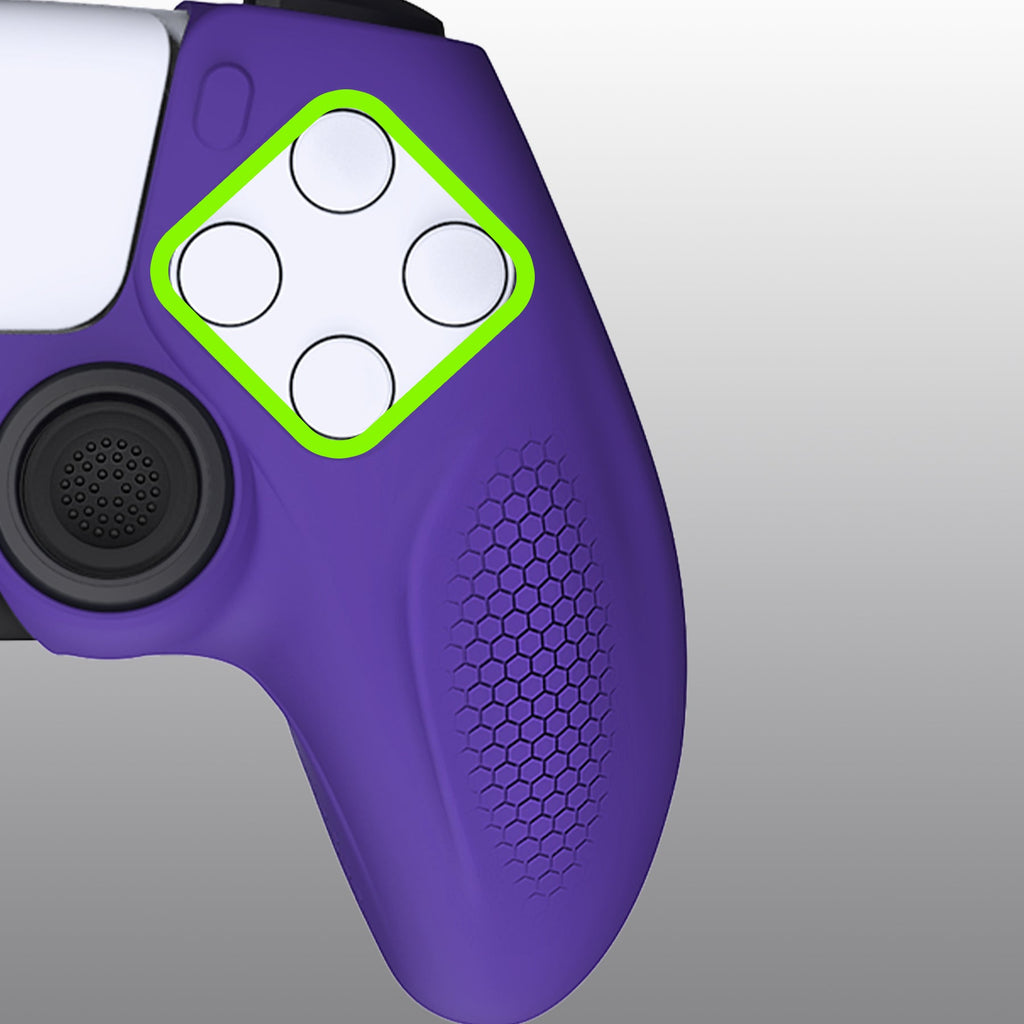 PlayVital Ninja Edition Anti-Slip Silicone Cover Skin with Thumb Grips for PS5 Wireless Controller, Compatible with Charging Station - Purple PlayVital