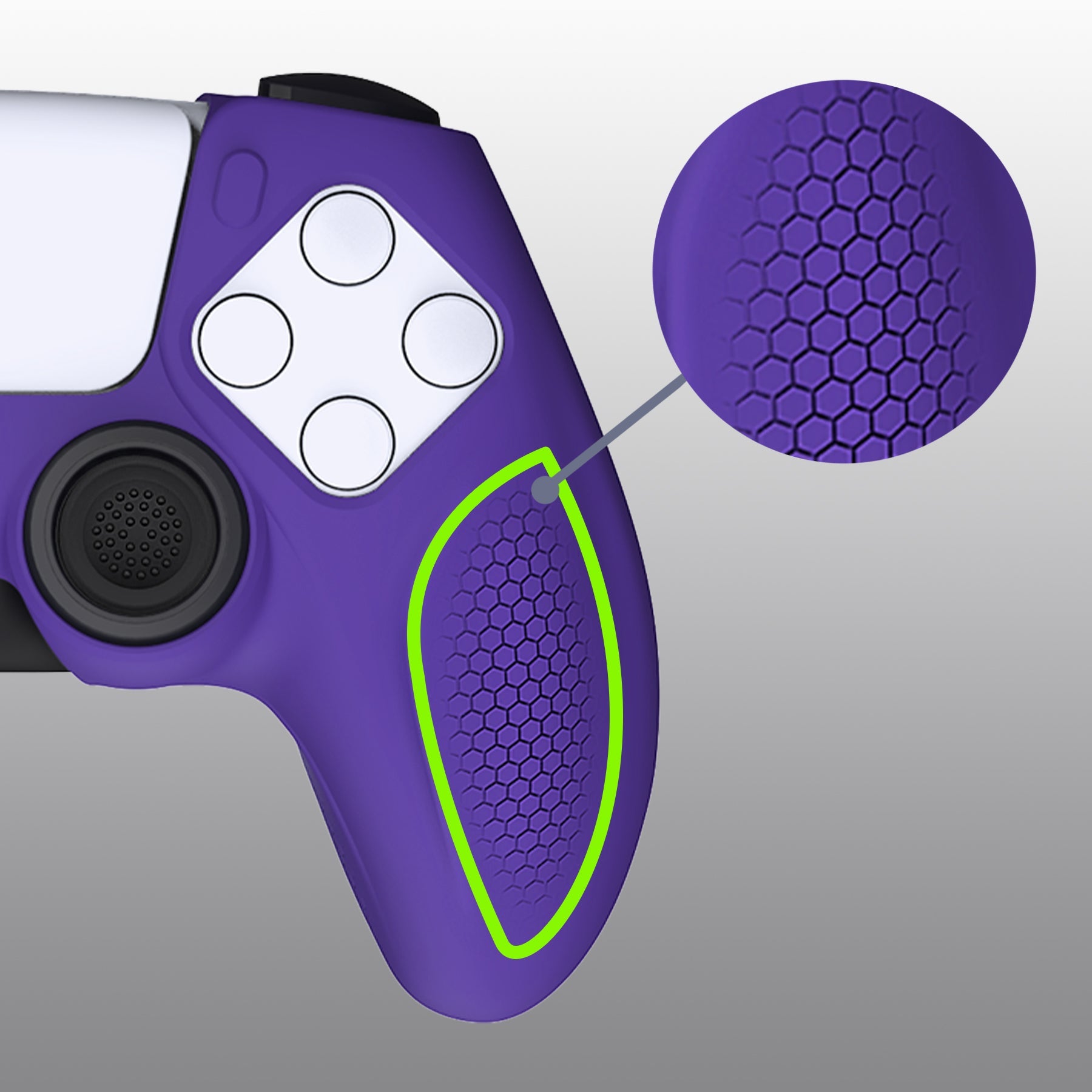 PlayVital Ninja Edition Anti-Slip Silicone Cover Skin with Thumb Grips for PS5 Wireless Controller, Compatible with Charging Station - Purple PlayVital