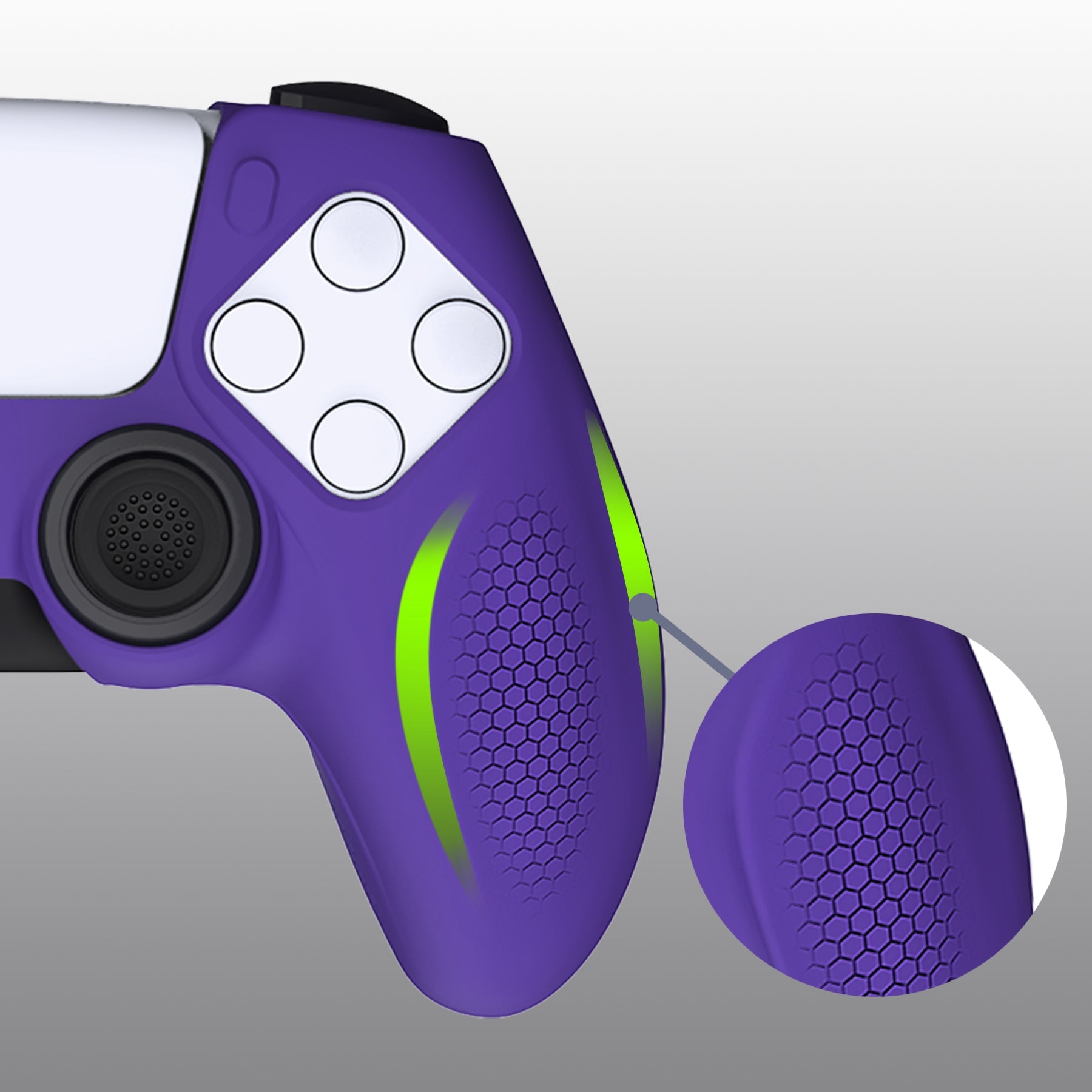 PlayVital Ninja Edition Anti-Slip Silicone Cover Skin with Thumb Grips for PS5 Wireless Controller, Compatible with Charging Station - Purple PlayVital