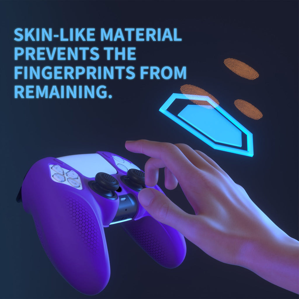 PlayVital Ninja Edition Anti-Slip Silicone Cover Skin with Thumb Grips for PS5 Wireless Controller, Compatible with Charging Station - Purple PlayVital