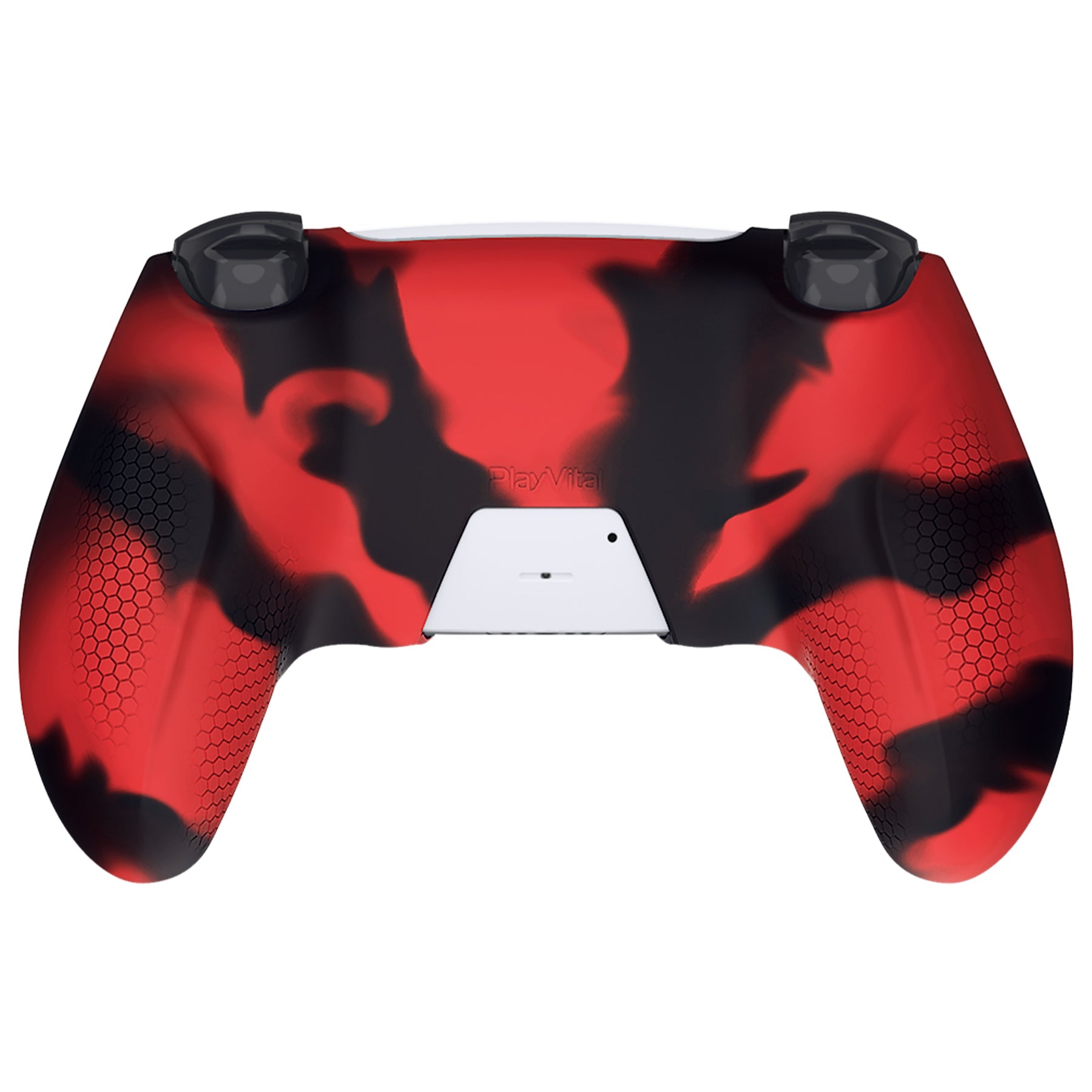 PlayVital Ninja Edition Anti-Slip Silicone Cover Skin with Thumb Grips for PS5 Wireless Controller, Compatible with Charging Station - Red & Black PlayVital