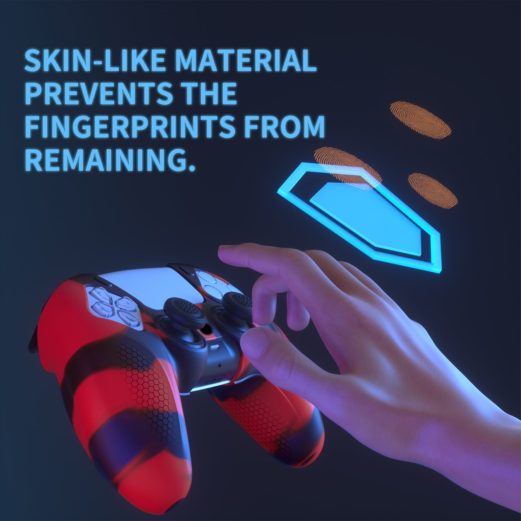 PlayVital Ninja Edition Anti-Slip Silicone Cover Skin with Thumb Grips for PS5 Wireless Controller, Compatible with Charging Station - Red & Black PlayVital