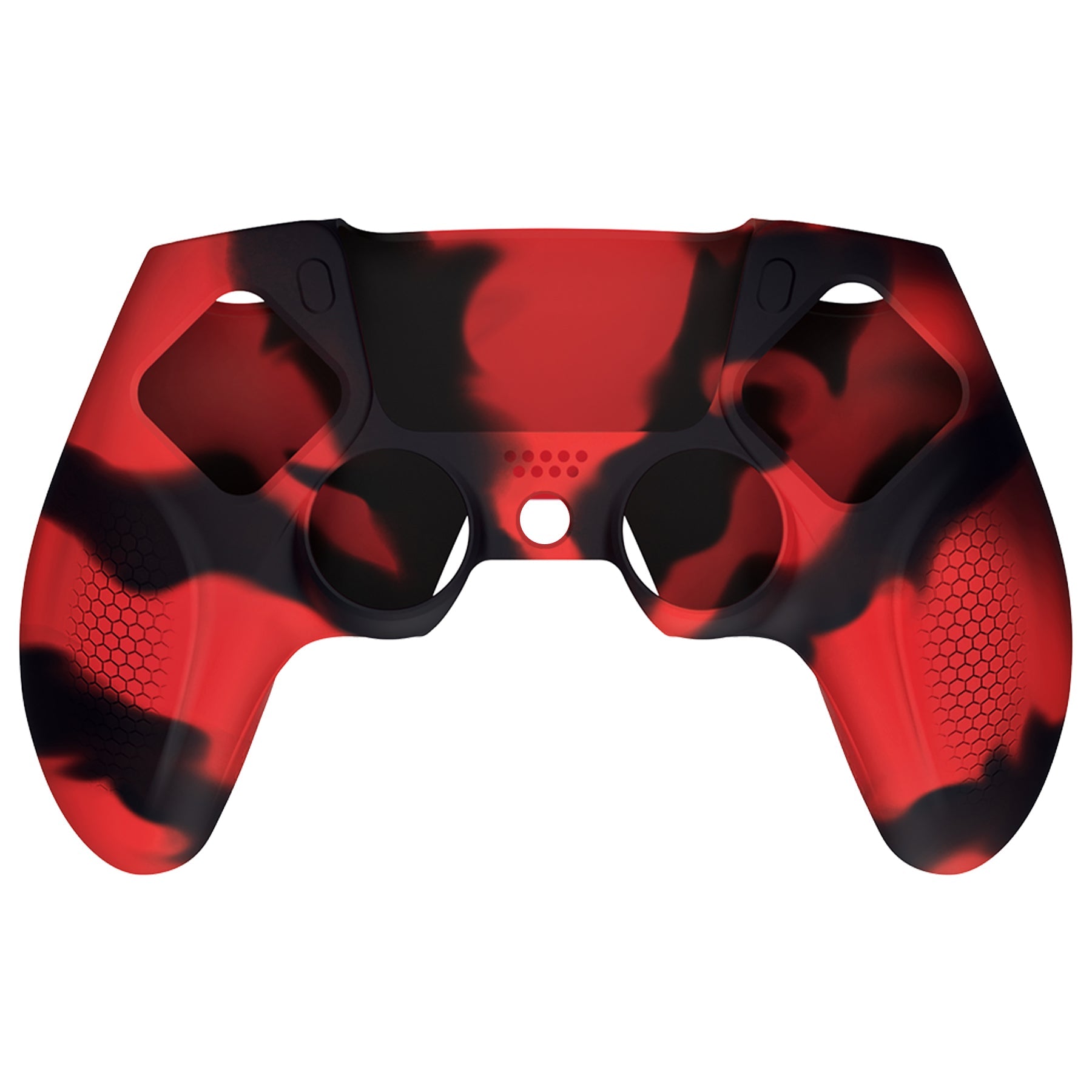 PlayVital Ninja Edition Anti-Slip Silicone Cover Skin with Thumb Grips for PS5 Wireless Controller, Compatible with Charging Station - Red & Black PlayVital