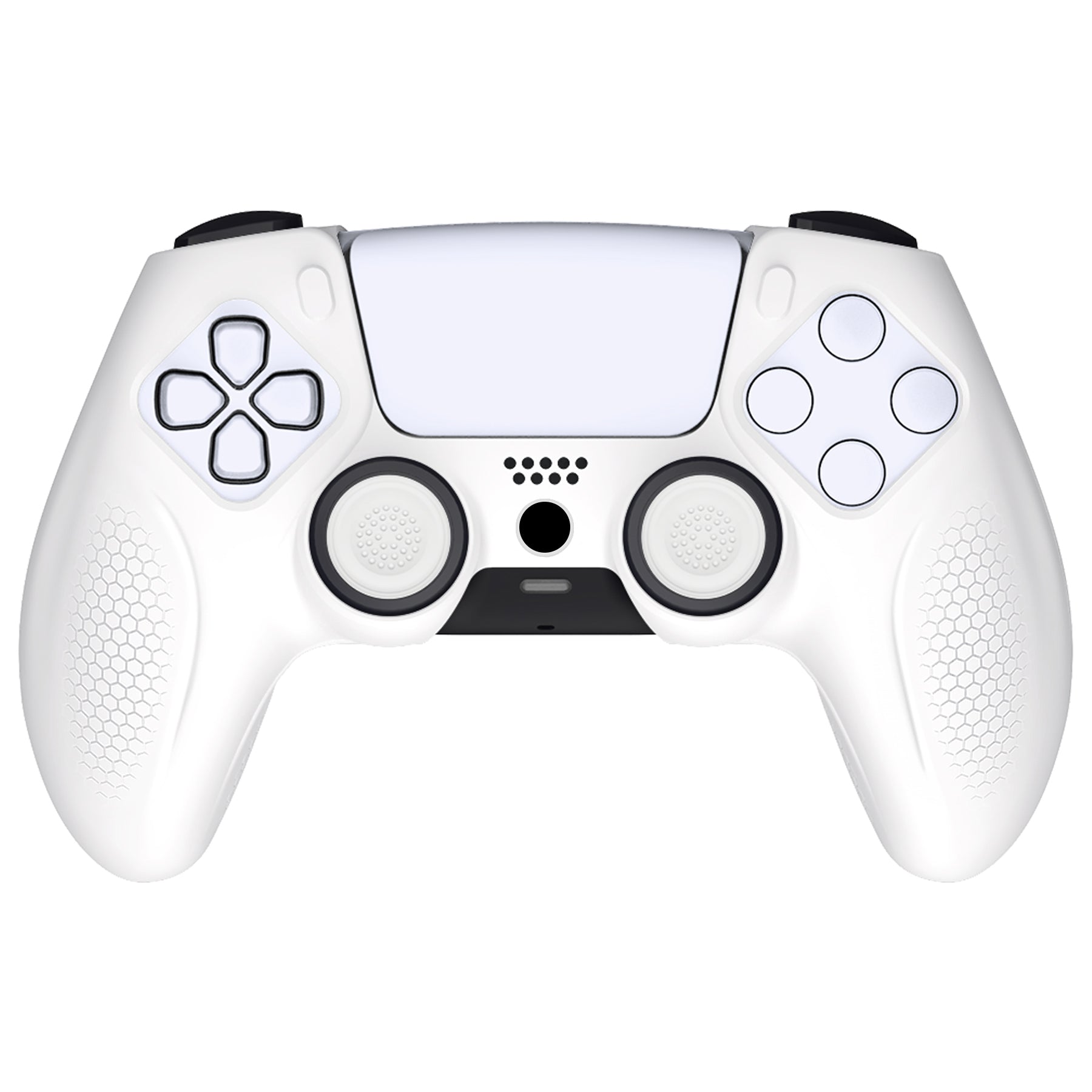 PlayVital Ninja Edition Anti-Slip Silicone Cover Skin with Thumb Grips for PS5 Wireless Controller, Compatible with Charging Station - White PlayVital
