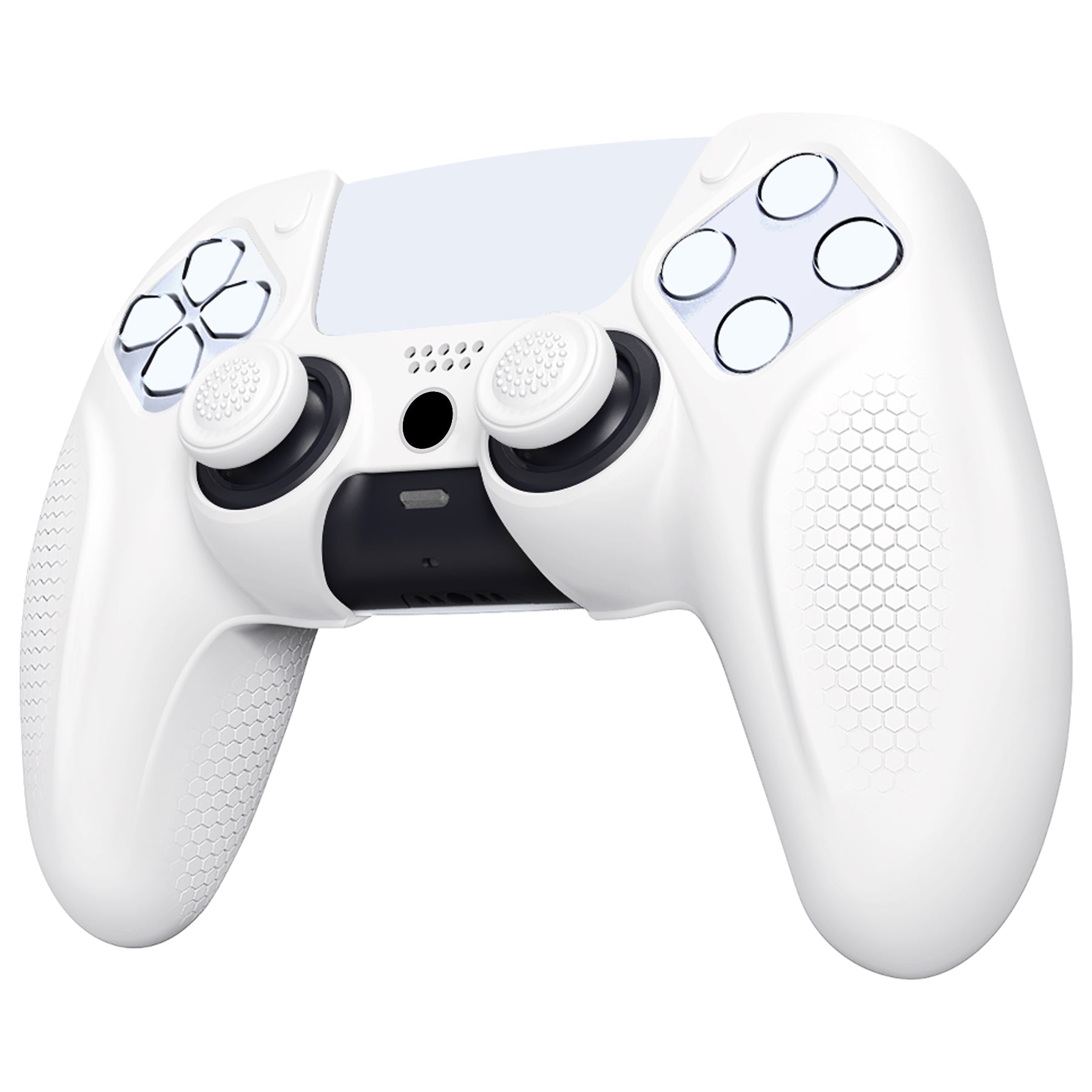 PlayVital Ninja Edition Anti-Slip Silicone Cover Skin with Thumb Grips for PS5 Wireless Controller, Compatible with Charging Station - White PlayVital