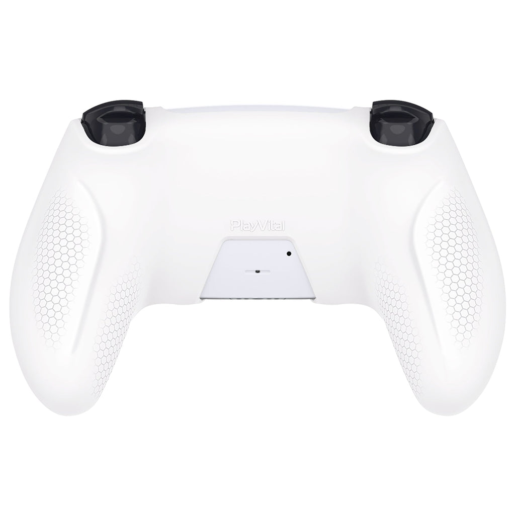 PlayVital Ninja Edition Anti-Slip Silicone Cover Skin with Thumb Grips for PS5 Wireless Controller, Compatible with Charging Station - White PlayVital