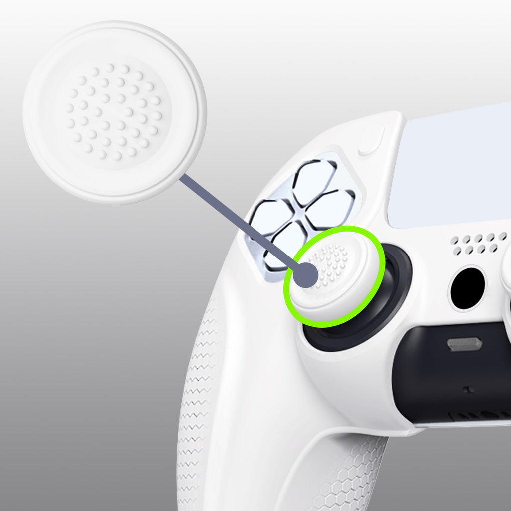 PlayVital Ninja Edition Anti-Slip Silicone Cover Skin with Thumb Grips for PS5 Wireless Controller, Compatible with Charging Station - White PlayVital