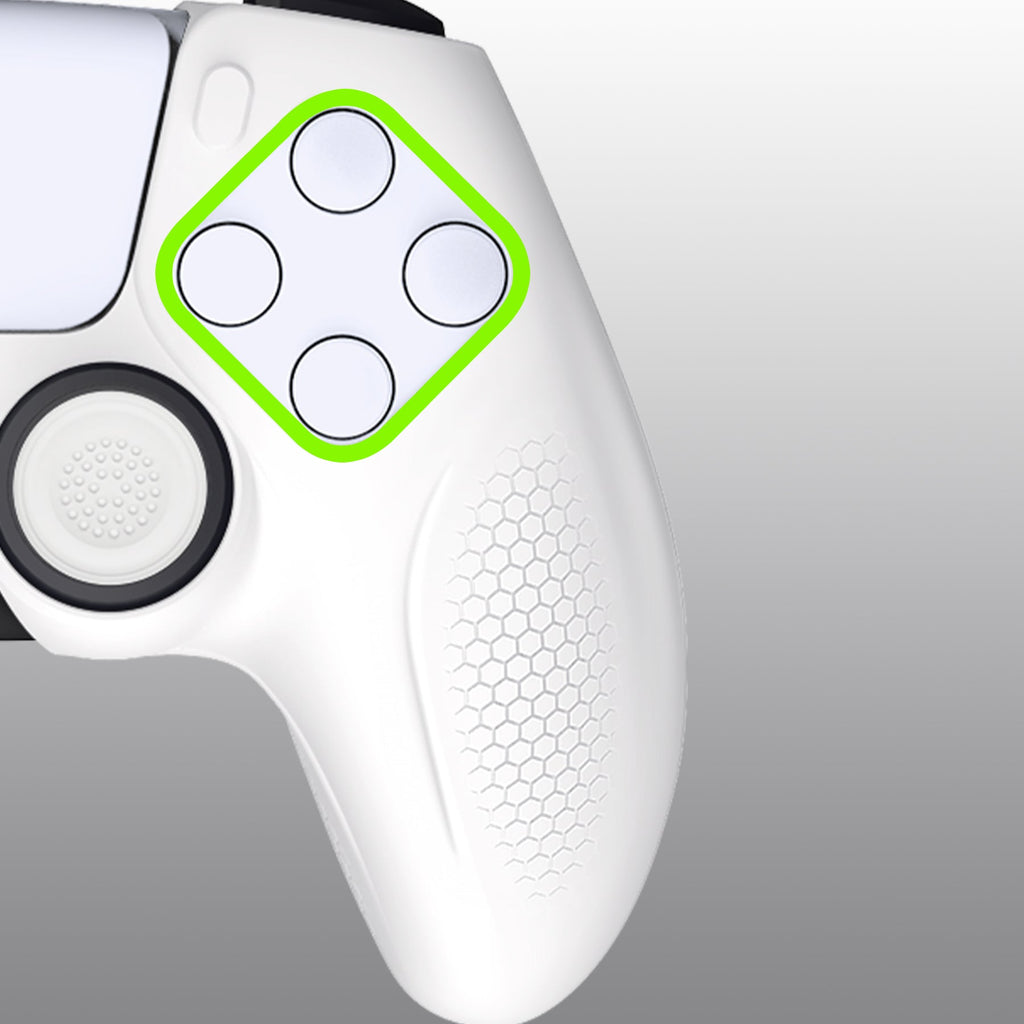 PlayVital Ninja Edition Anti-Slip Silicone Cover Skin with Thumb Grips for PS5 Wireless Controller, Compatible with Charging Station - White PlayVital