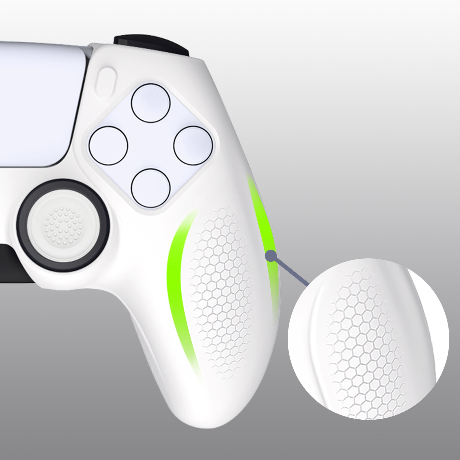 PlayVital Ninja Edition Anti-Slip Silicone Cover Skin with Thumb Grips for PS5 Wireless Controller, Compatible with Charging Station - White PlayVital