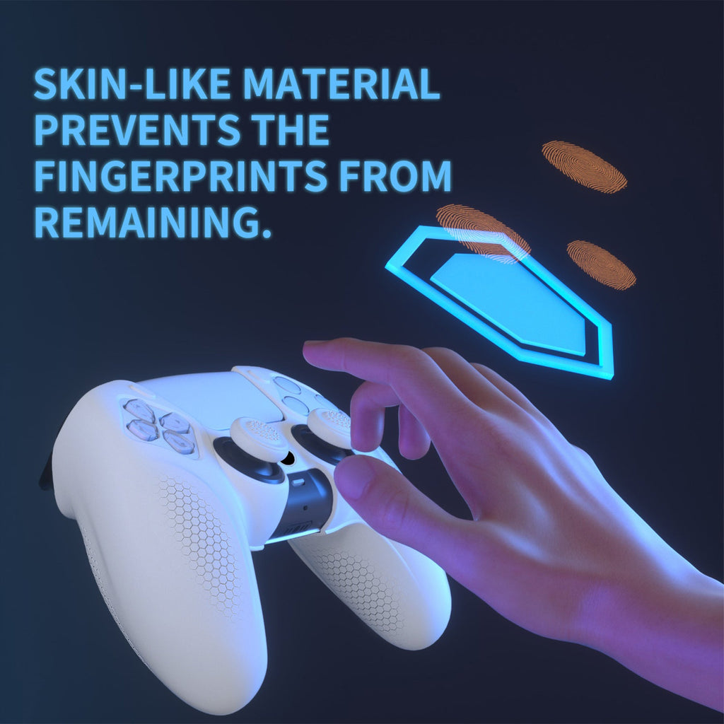 PlayVital Ninja Edition Anti-Slip Silicone Cover Skin with Thumb Grips for PS5 Wireless Controller, Compatible with Charging Station - White PlayVital