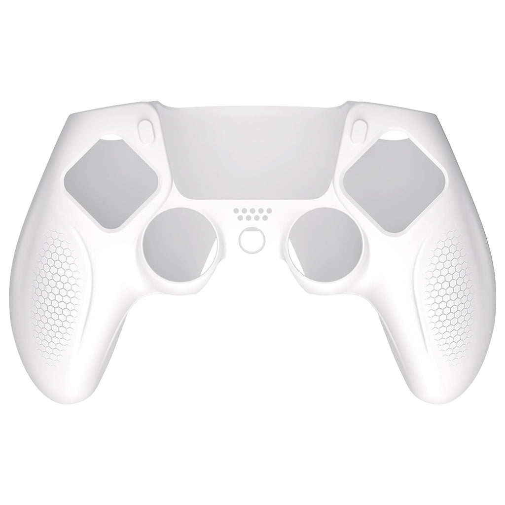 PlayVital Ninja Edition Anti-Slip Silicone Cover Skin with Thumb Grips for PS5 Wireless Controller, Compatible with Charging Station - White PlayVital