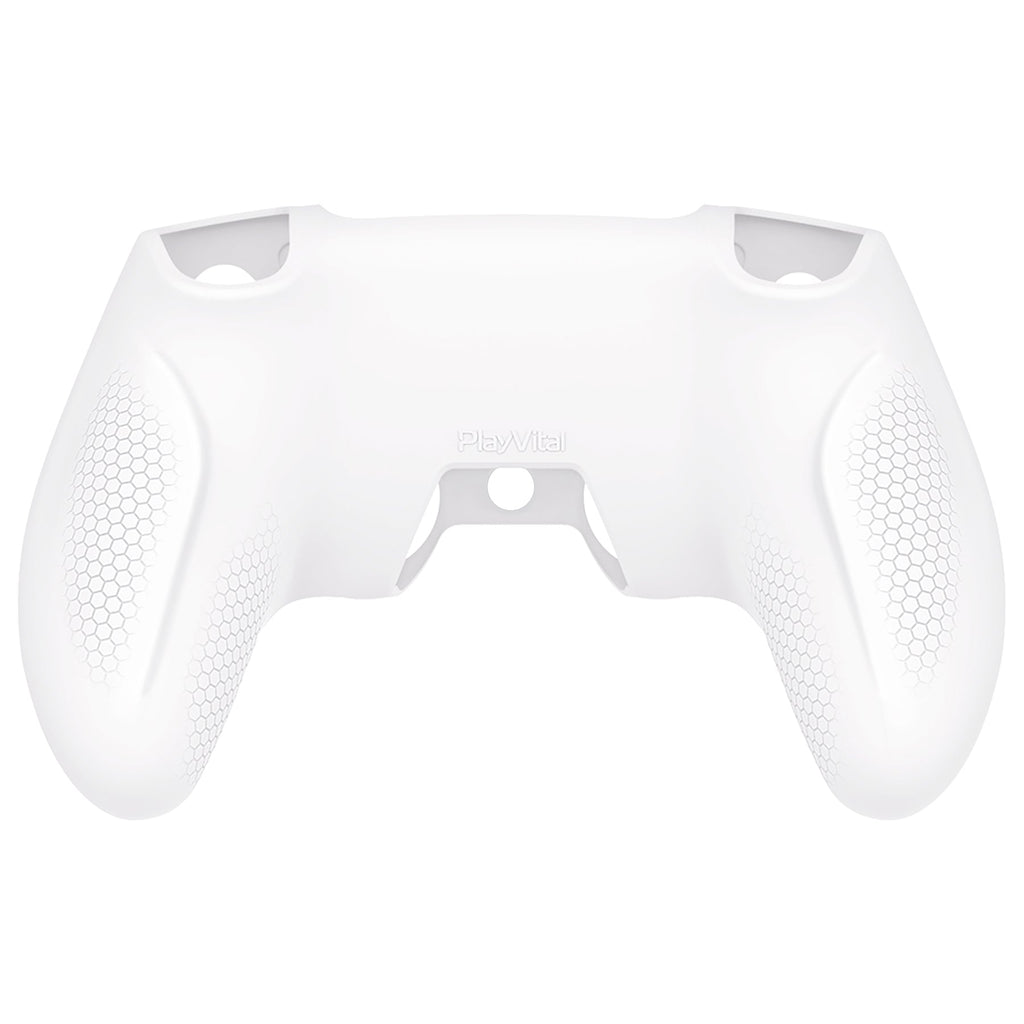 PlayVital Ninja Edition Anti-Slip Silicone Cover Skin with Thumb Grips for PS5 Wireless Controller, Compatible with Charging Station - White PlayVital