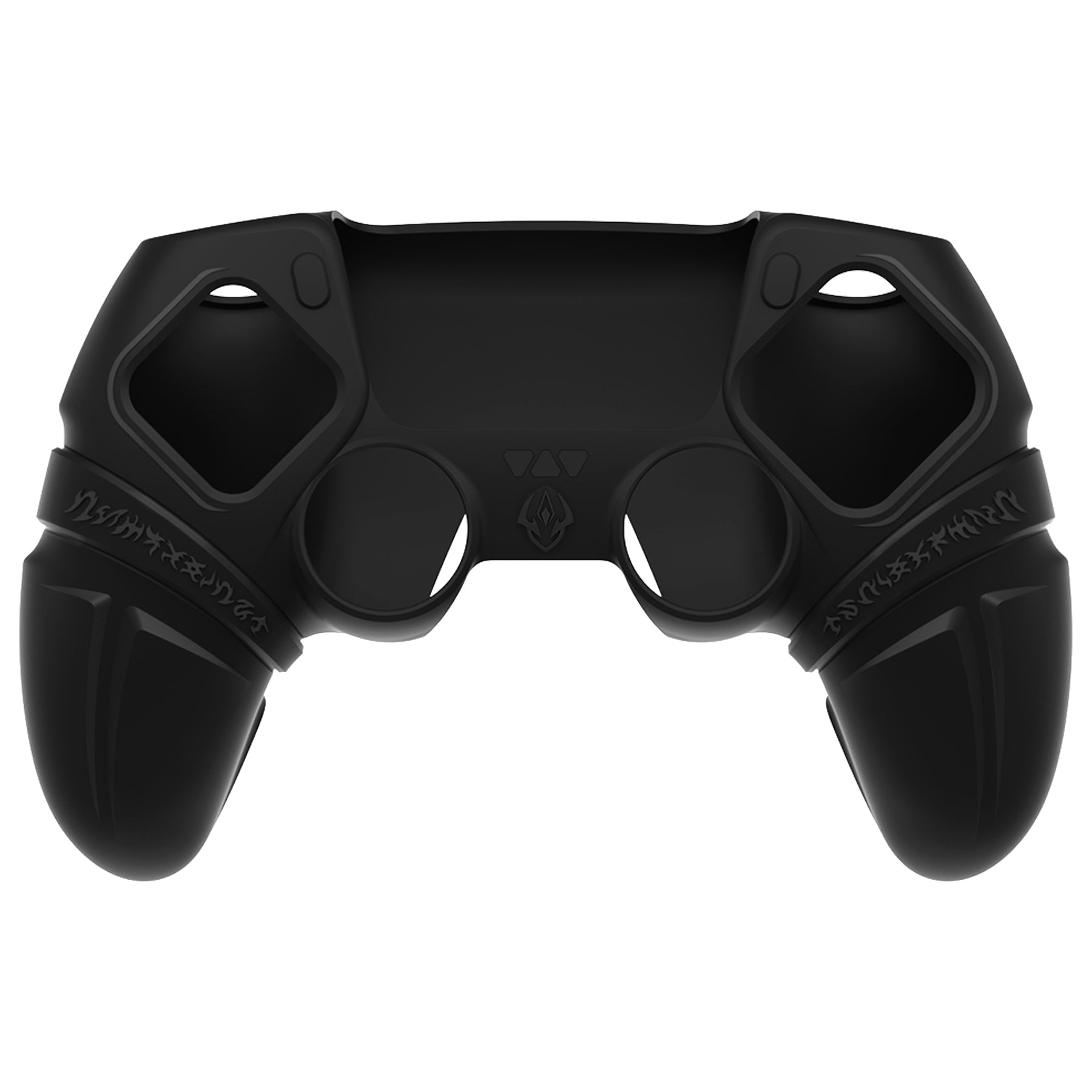 PlayVital Runes Edition Silicone Cover Skin for PS5 Controller with Thumb Grips & Touchpad Skin & D-pad Area Sticker, Compatible with PS5 Charging Dock - Black PlayVital