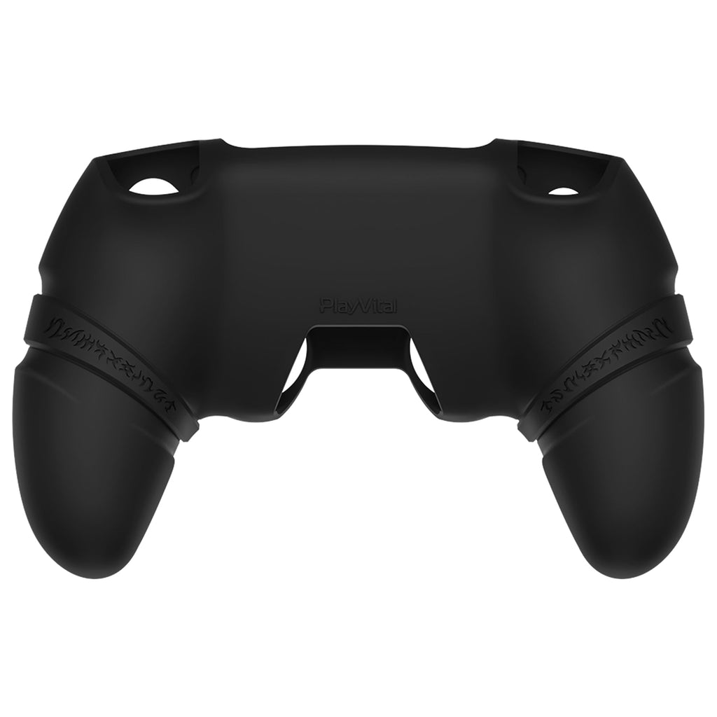 PlayVital Runes Edition Silicone Cover Skin for PS5 Controller with Thumb Grips & Touchpad Skin & D-pad Area Sticker, Compatible with PS5 Charging Dock - Black PlayVital