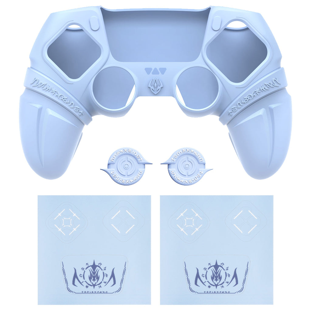 PlayVital Runes Edition Silicone Cover Skin for PS5 Controller with Thumb Grips & Touchpad Skin & D-pad Area Sticker, Compatible with PS5 Charging Dock - Blue PlayVital
