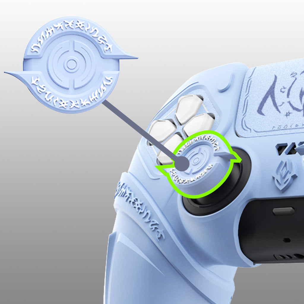 PlayVital Runes Edition Silicone Cover Skin for PS5 Controller with Thumb Grips & Touchpad Skin & D-pad Area Sticker, Compatible with PS5 Charging Dock - Blue PlayVital