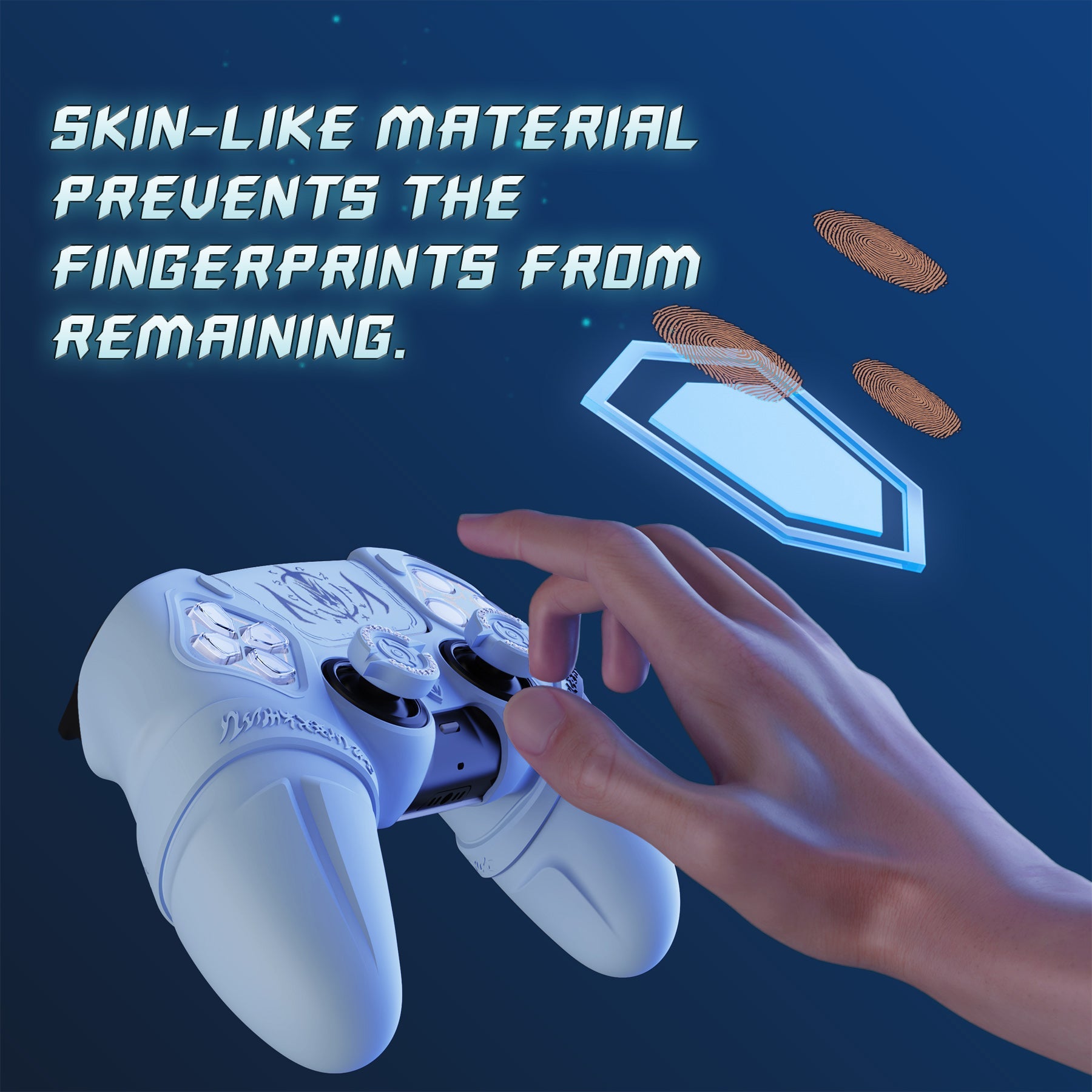 PlayVital Runes Edition Silicone Cover Skin for PS5 Controller with Thumb Grips & Touchpad Skin & D-pad Area Sticker, Compatible with PS5 Charging Dock - Blue PlayVital