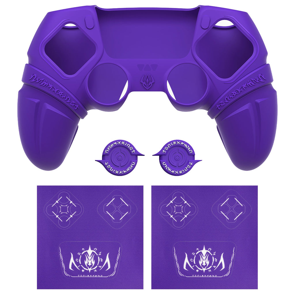 PlayVital Runes Edition Silicone Cover Skin for PS5 Controller with Thumb Grips & Touchpad Skin & D-pad Area Sticker, Compatible with PS5 Charging Dock - Purple PlayVital