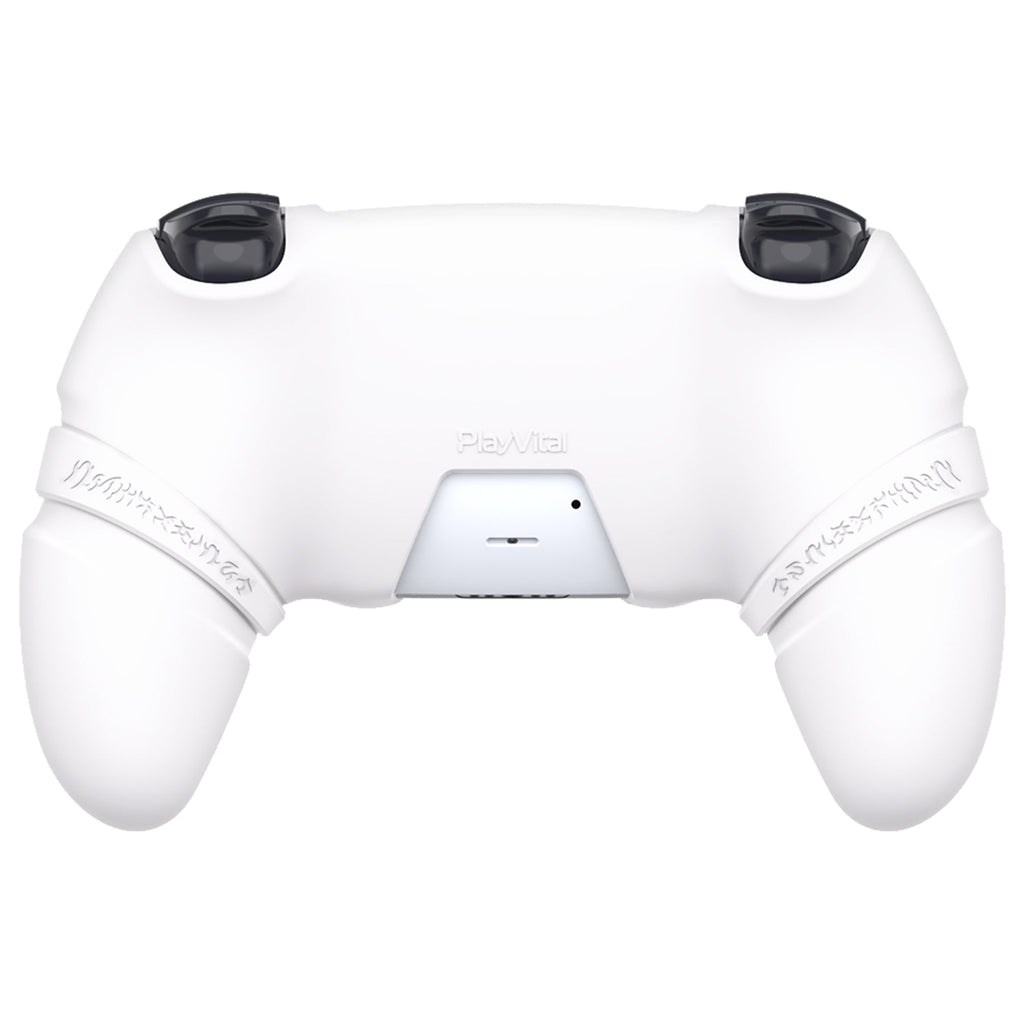 PlayVital Runes Edition Silicone Cover Skin for PS5 Controller with Thumb Grips & Touchpad Skin & D-pad Area Sticker, Compatible with PS5 Charging Dock - White PlayVital