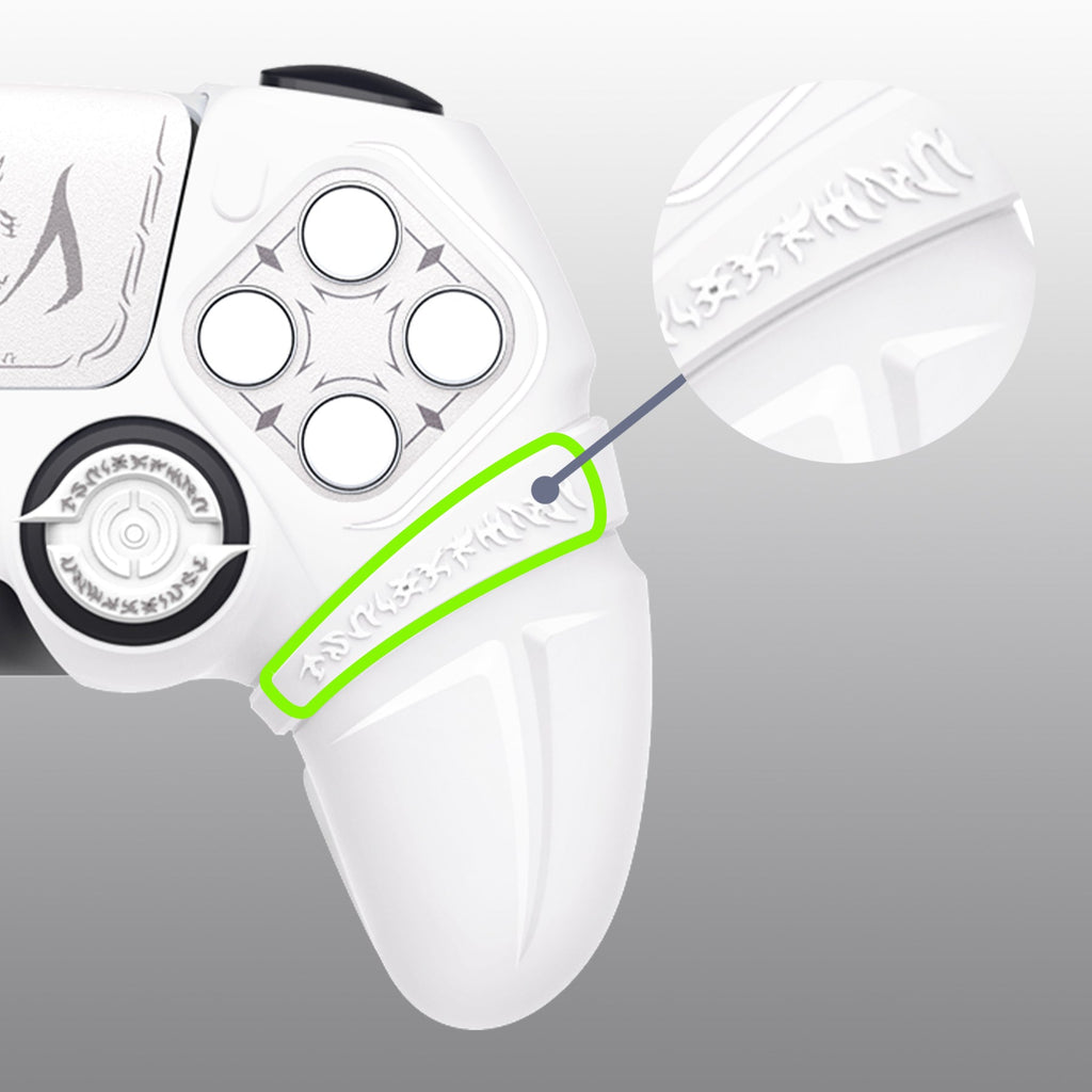PlayVital Runes Edition Silicone Cover Skin for PS5 Controller with Thumb Grips & Touchpad Skin & D-pad Area Sticker, Compatible with PS5 Charging Dock - White PlayVital