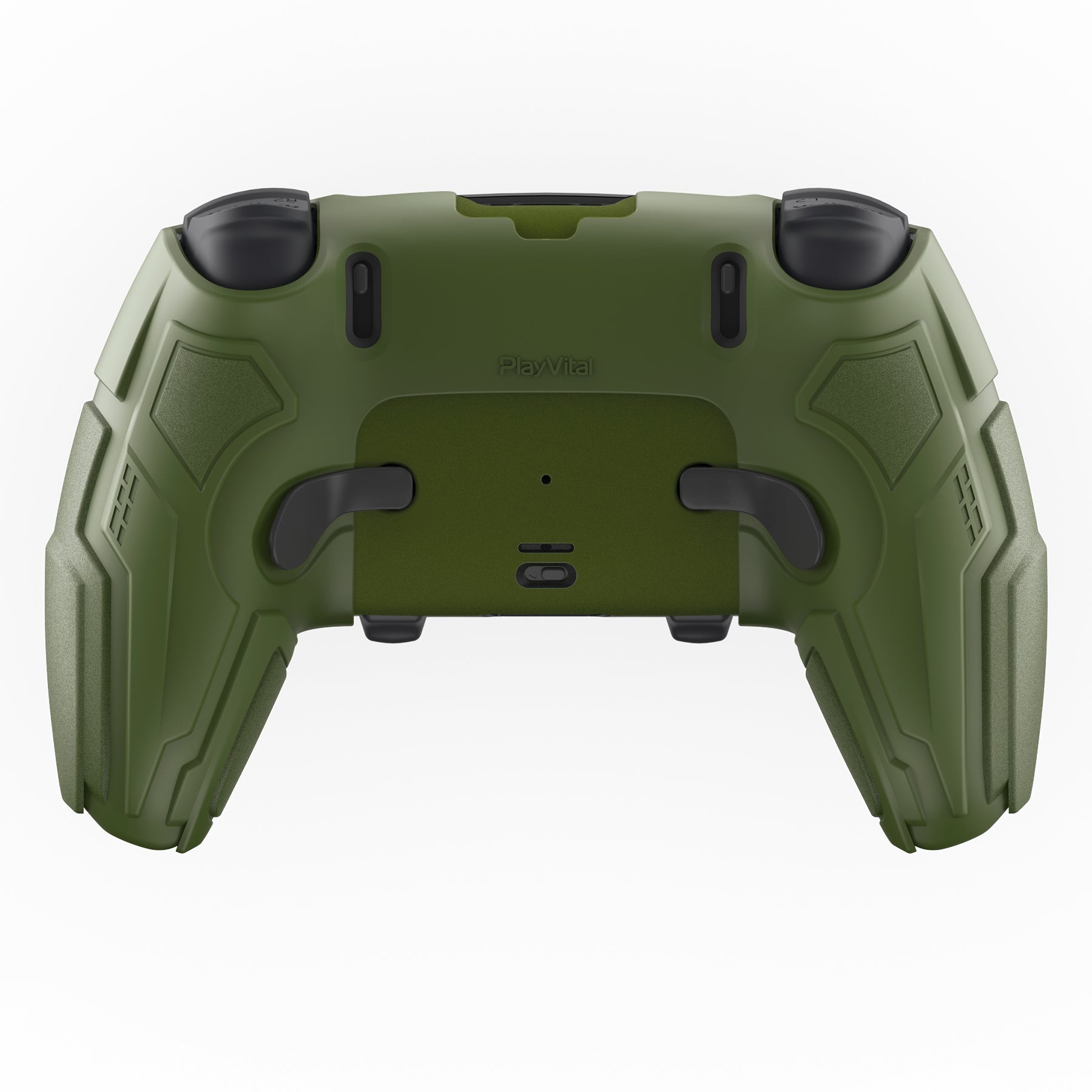 PlayVital Stellar Mecha Silicone Case with Joystick Cap & Sticker for PS5 Edge Controller, Anti-slip Grip Protector for PS5 Edge Controller - Army Green & Sage Green PlayVital