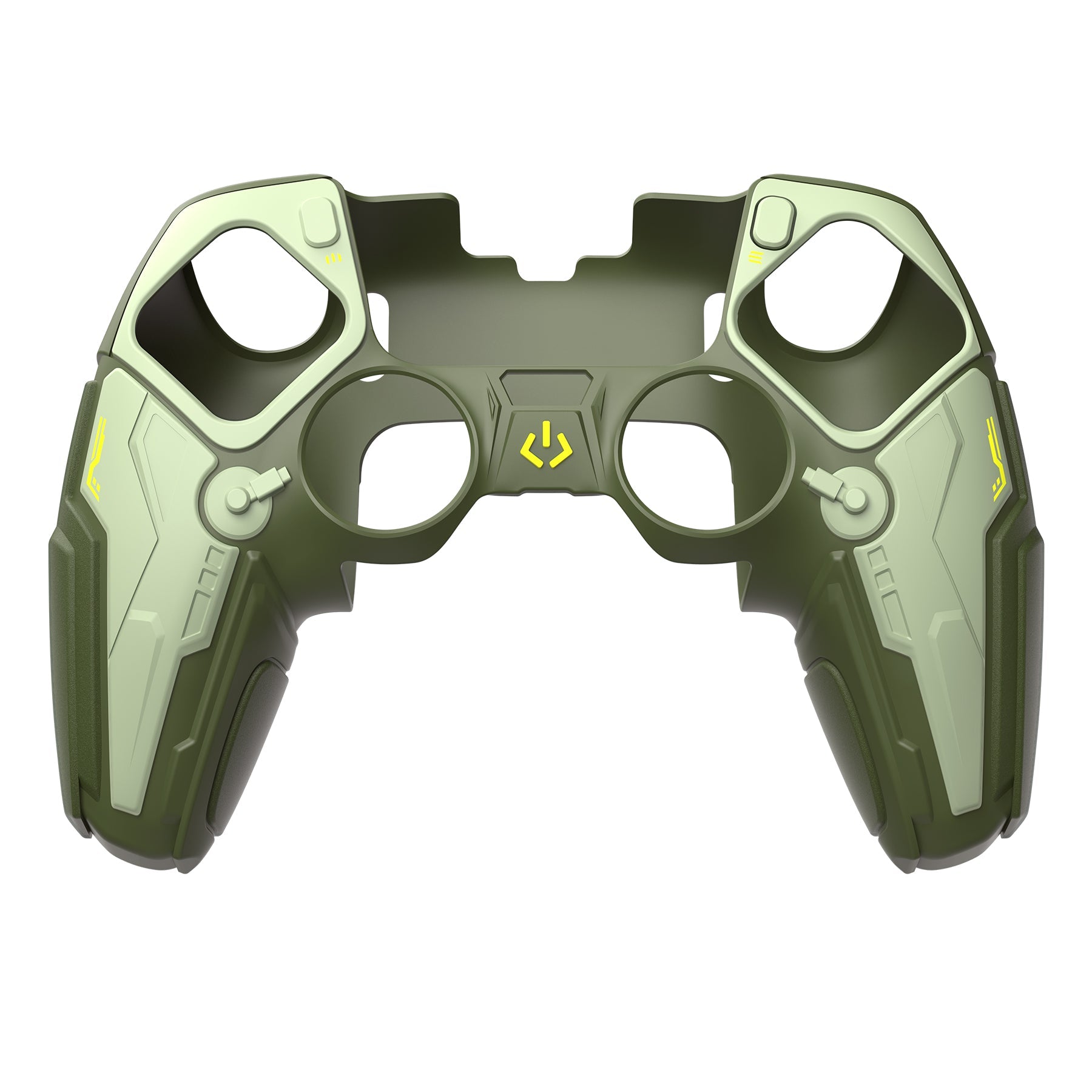 PlayVital Stellar Mecha Silicone Case with Joystick Cap & Sticker for PS5 Edge Controller, Anti-slip Grip Protector for PS5 Edge Controller - Army Green & Sage Green PlayVital