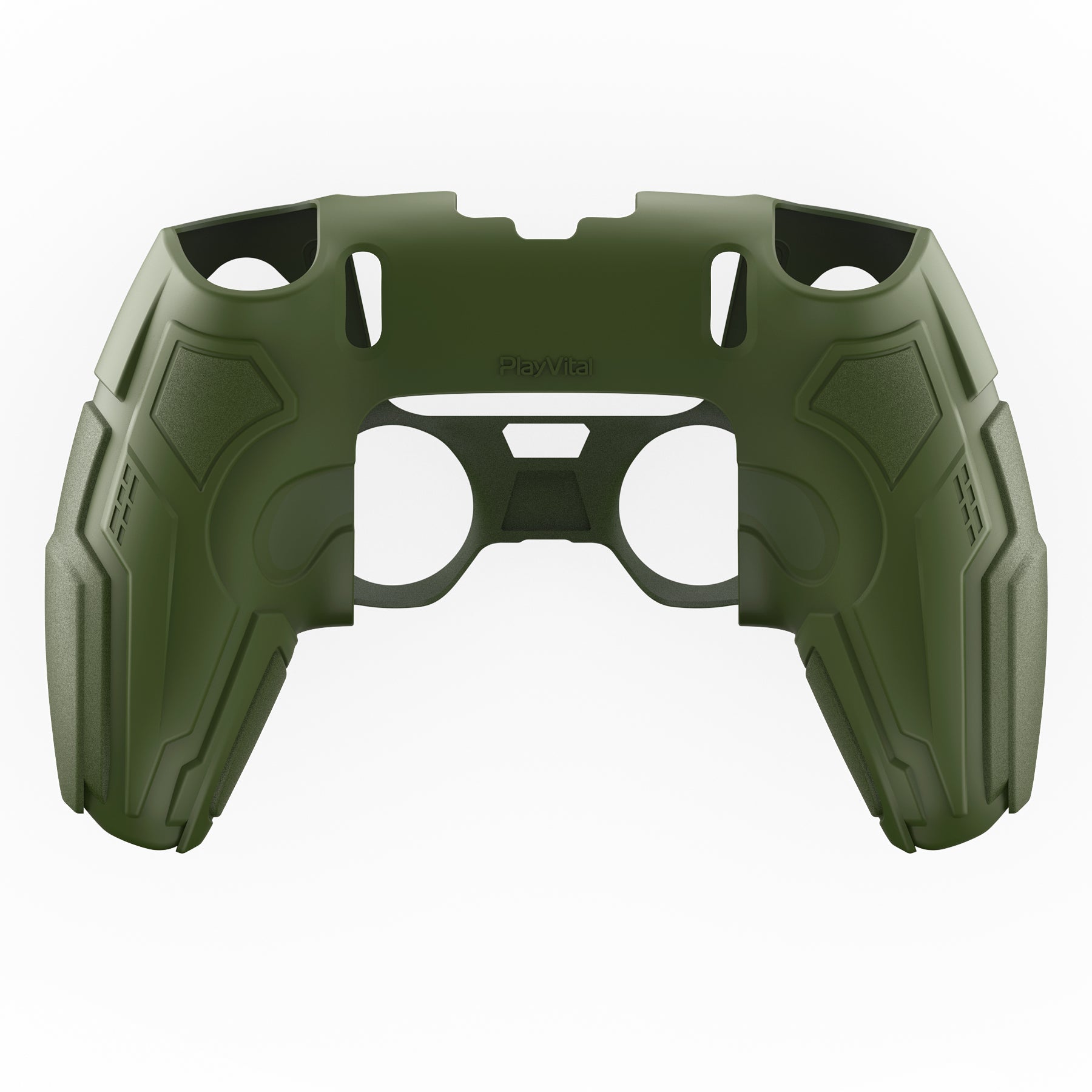 PlayVital Stellar Mecha Silicone Case with Joystick Cap & Sticker for PS5 Edge Controller, Anti-slip Grip Protector for PS5 Edge Controller - Army Green & Sage Green PlayVital