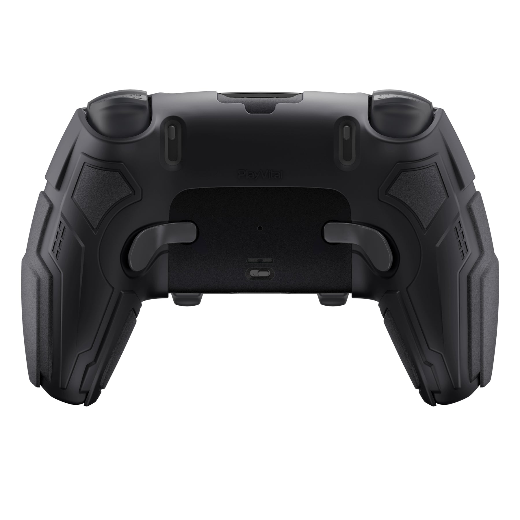 PlayVital Stellar Mecha Silicone Case with Joystick Cap & Sticker for PS5 Edge Controller, Anti-slip Grip Protector for PS5 Edge Controller - Black & Gunmetal Gray PlayVital