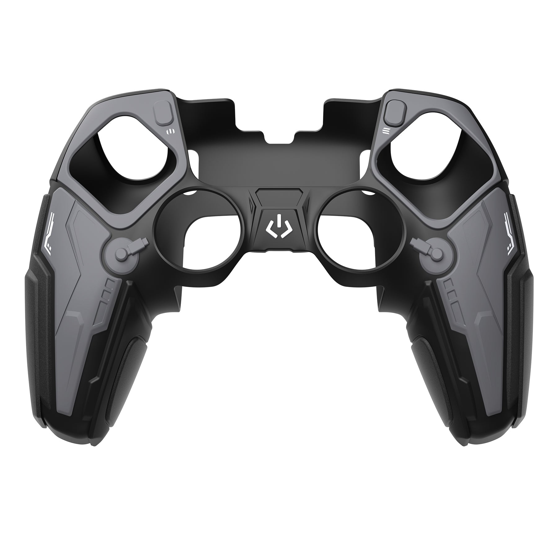 PlayVital Stellar Mecha Silicone Case with Joystick Cap & Sticker for PS5 Edge Controller, Anti-slip Grip Protector for PS5 Edge Controller - Black & Gunmetal Gray PlayVital