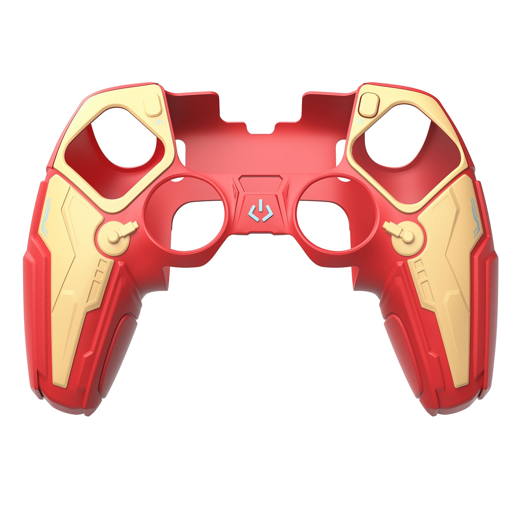 PlayVital Stellar Mecha Silicone Case with Joystick Cap & Sticker for PS5 Edge Controller, Anti-slip Grip Protector for PS5 Edge Controller - Crimson Red & Iron Yellow PlayVital