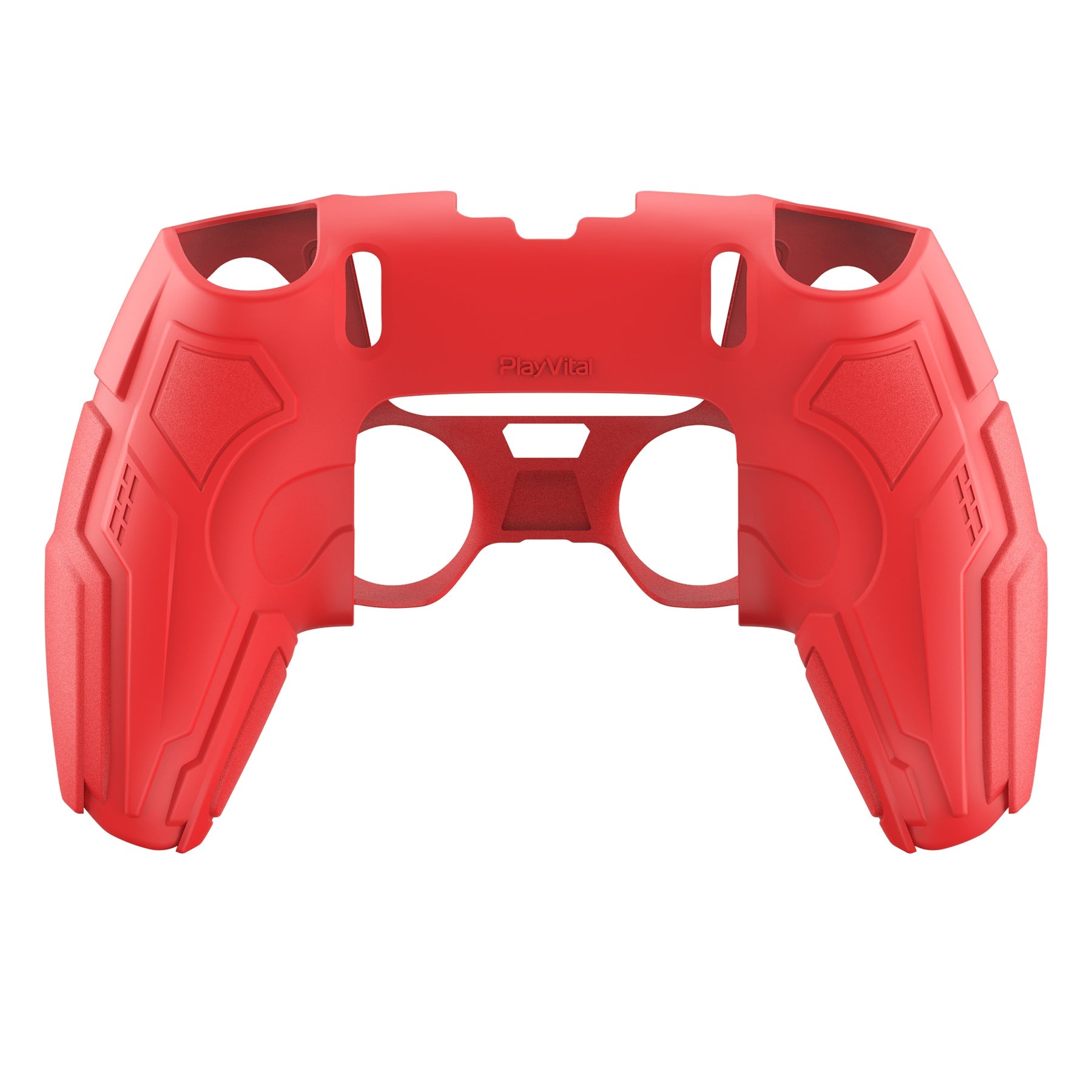 PlayVital Stellar Mecha Silicone Case with Joystick Cap & Sticker for PS5 Edge Controller, Anti-slip Grip Protector for PS5 Edge Controller - Crimson Red & Iron Yellow PlayVital