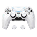PlayVital Stellar Mecha Silicone Case with Joystick Cap & Sticker for PS5 Edge Controller, Anti-slip Grip Protector for PS5 Edge Controller - White & Frost Gray PlayVital