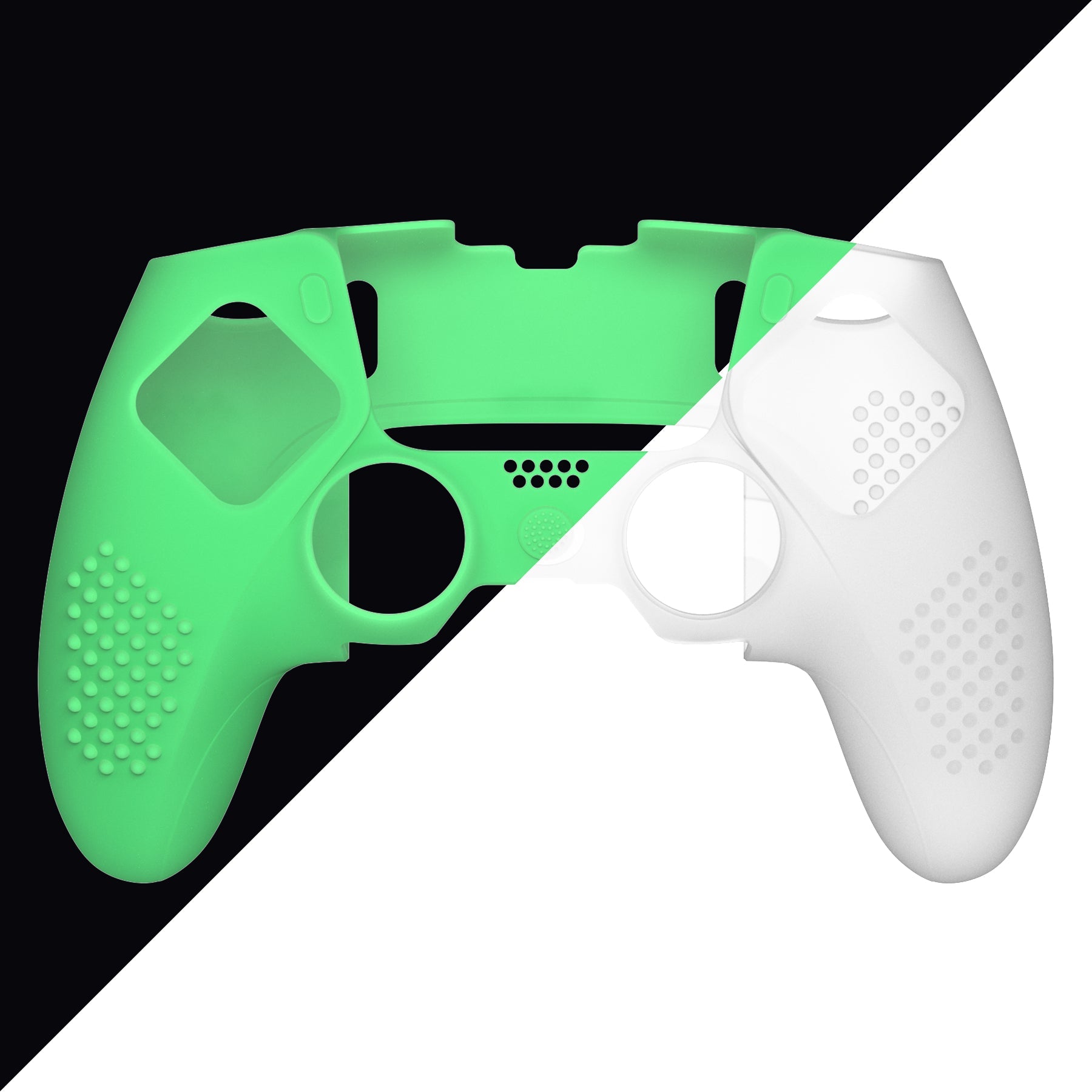 PlayVital 3D Studded Edition Anti-Slip Silicone Cover Case with Thumb Grip Caps for PS5 Edge Controller - Glow in Dark - Green PlayVital